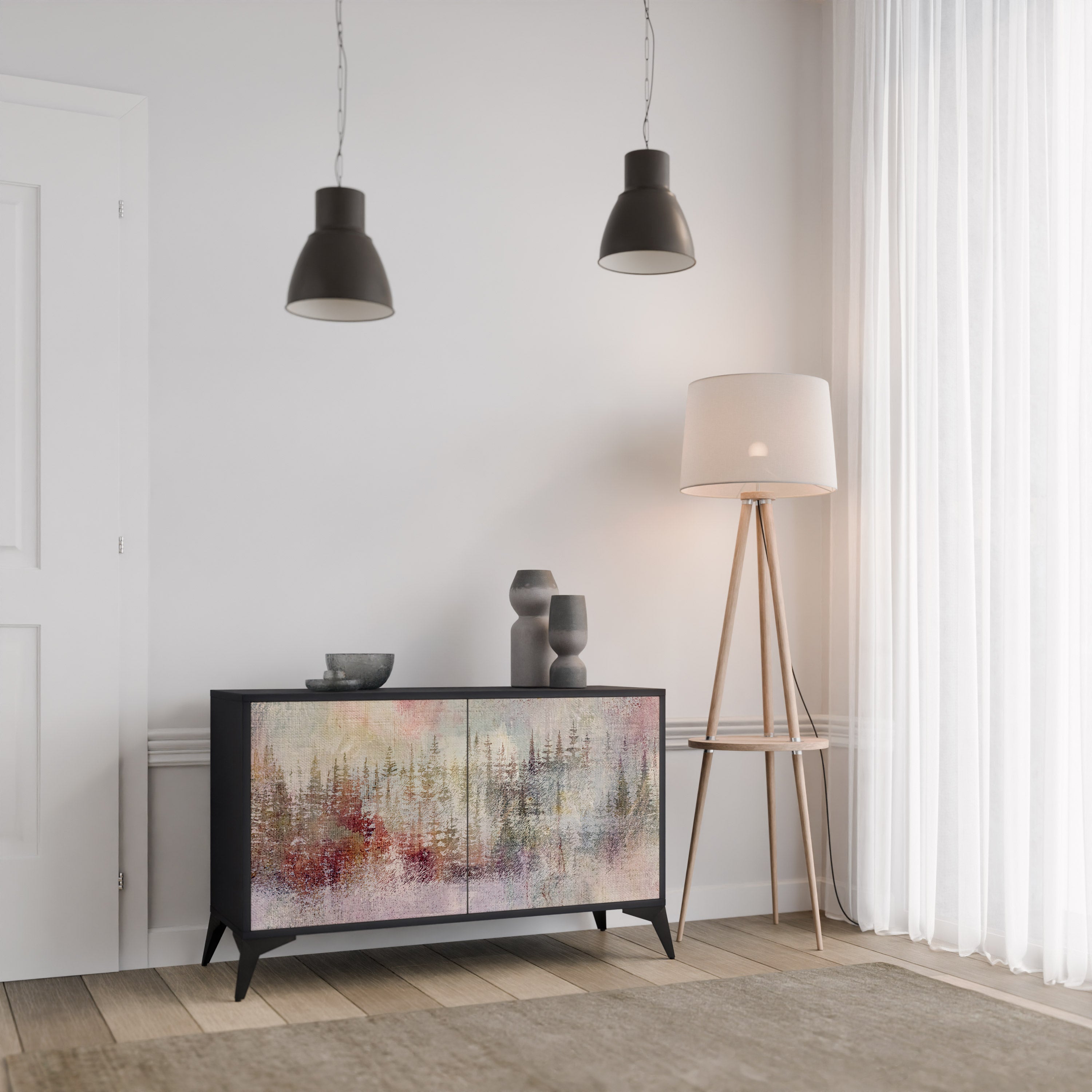 VEILED SUMMIT Sideboard mit 2 Türen in Schwarz