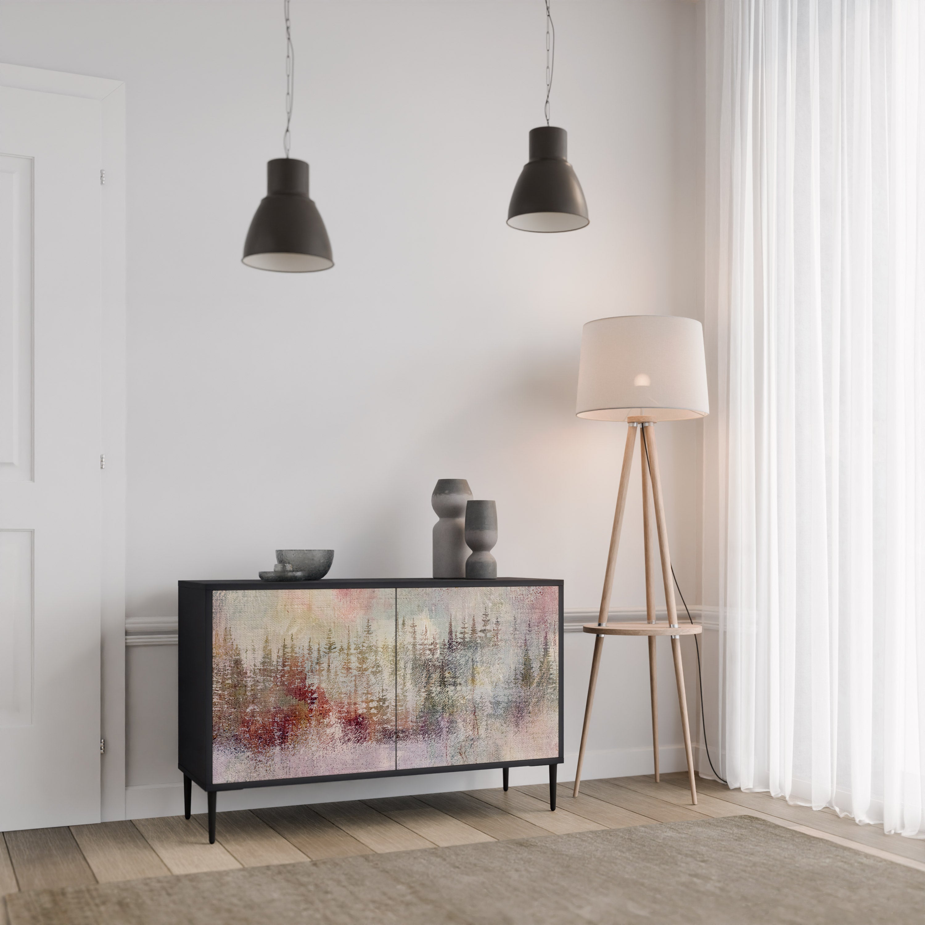 VEILED SUMMIT Sideboard mit 2 Türen in Schwarz