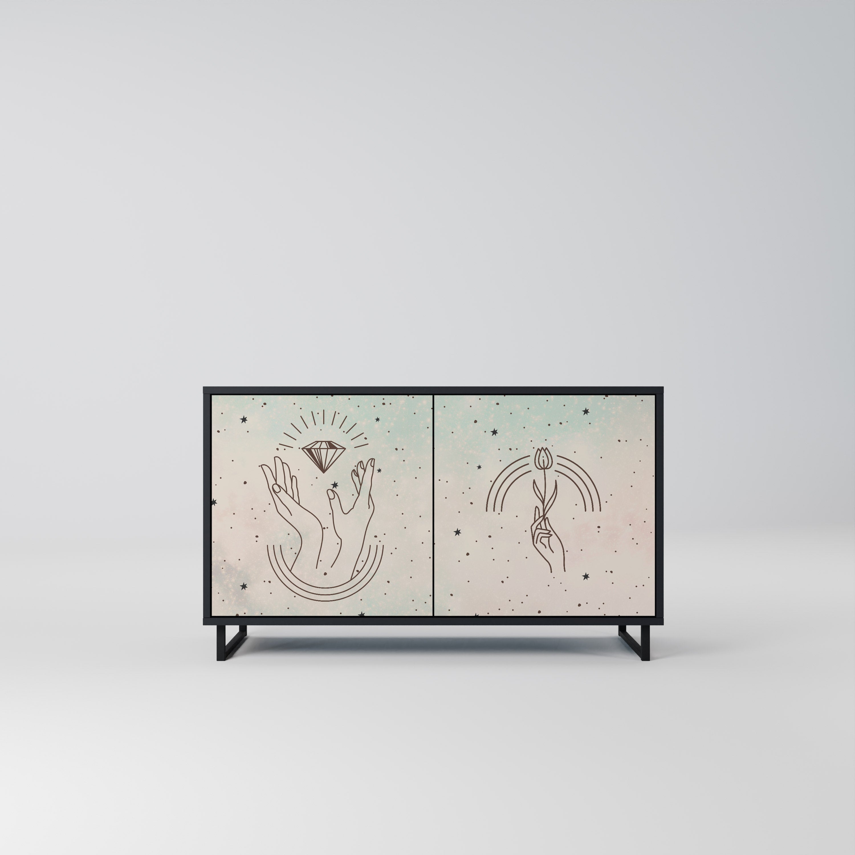 DELICATE BEAUTY Sideboard mit 2 Türen in Schwarz