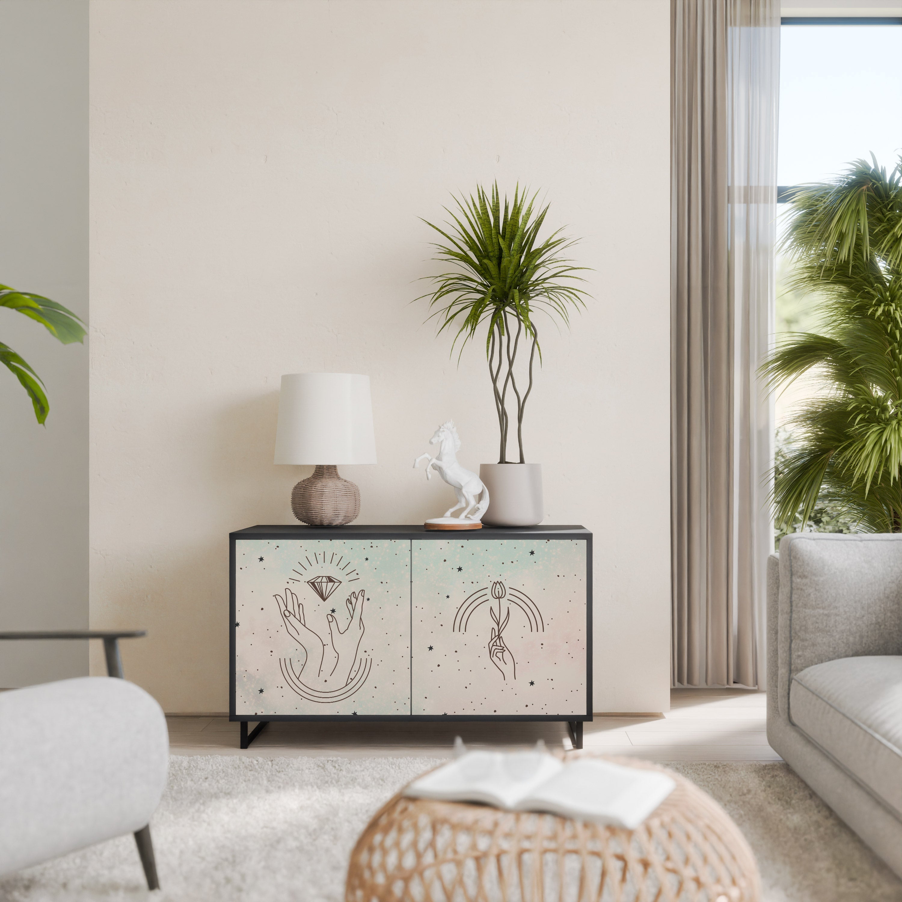 DELICATE BEAUTY Sideboard mit 2 Türen in Schwarz