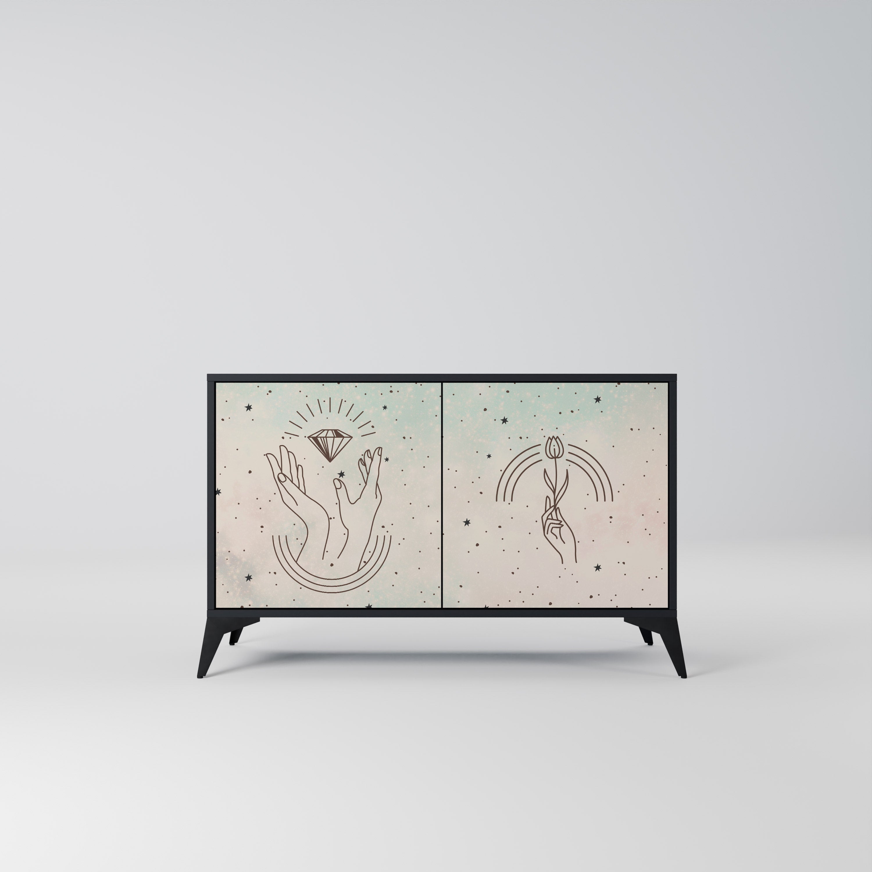 DELICATE BEAUTY Sideboard mit 2 Türen in Schwarz