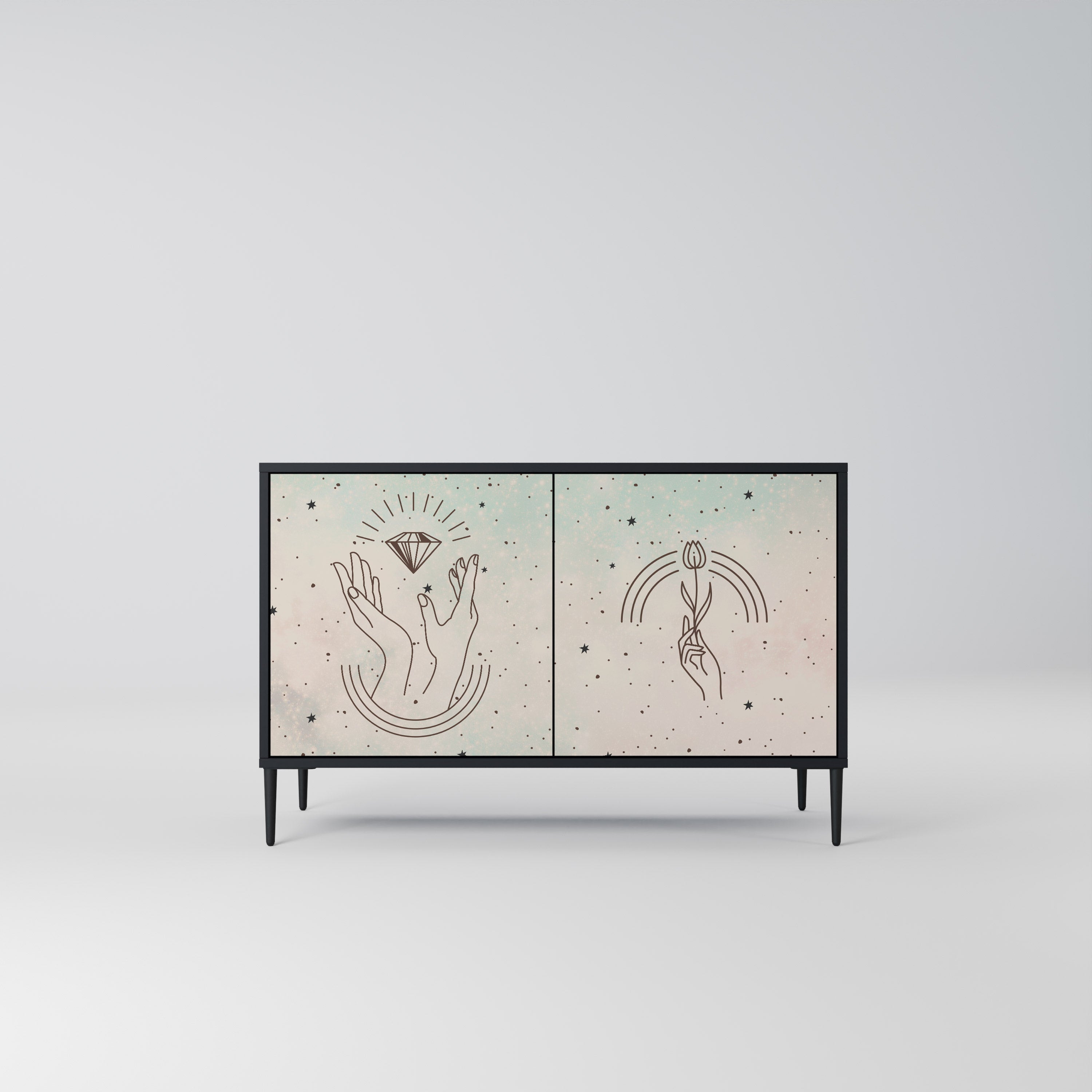 DELICATE BEAUTY Sideboard mit 2 Türen in Schwarz