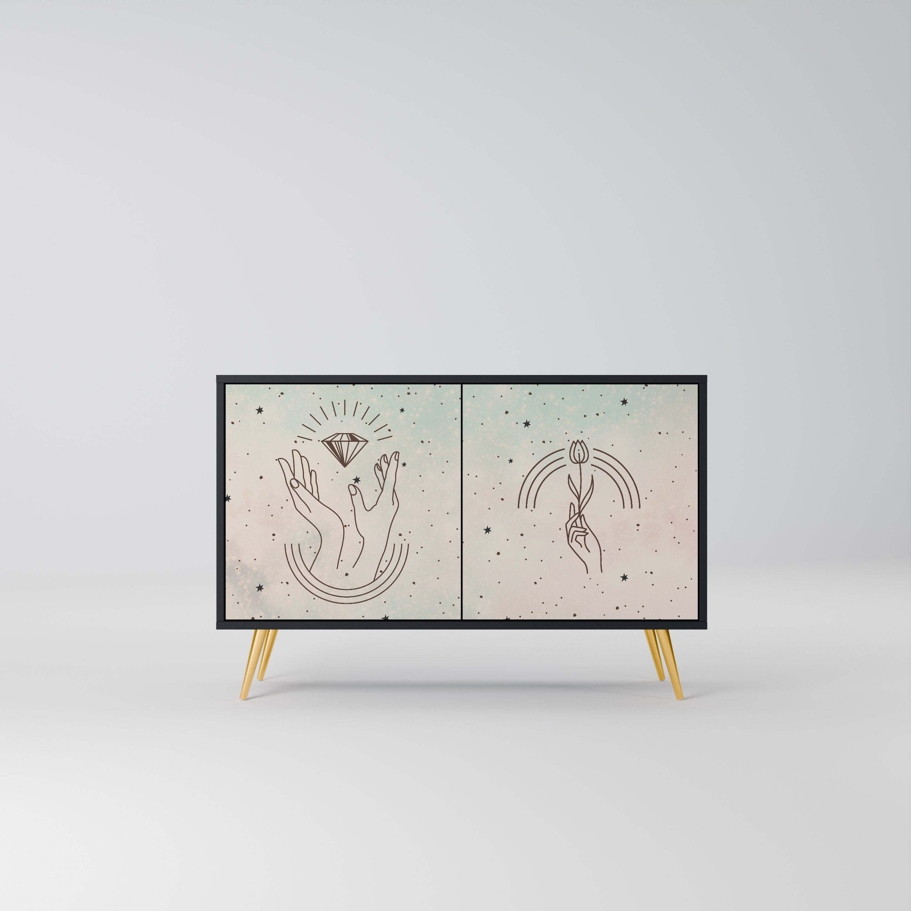 DELICATE BEAUTY Sideboard mit 2 Türen in Schwarz