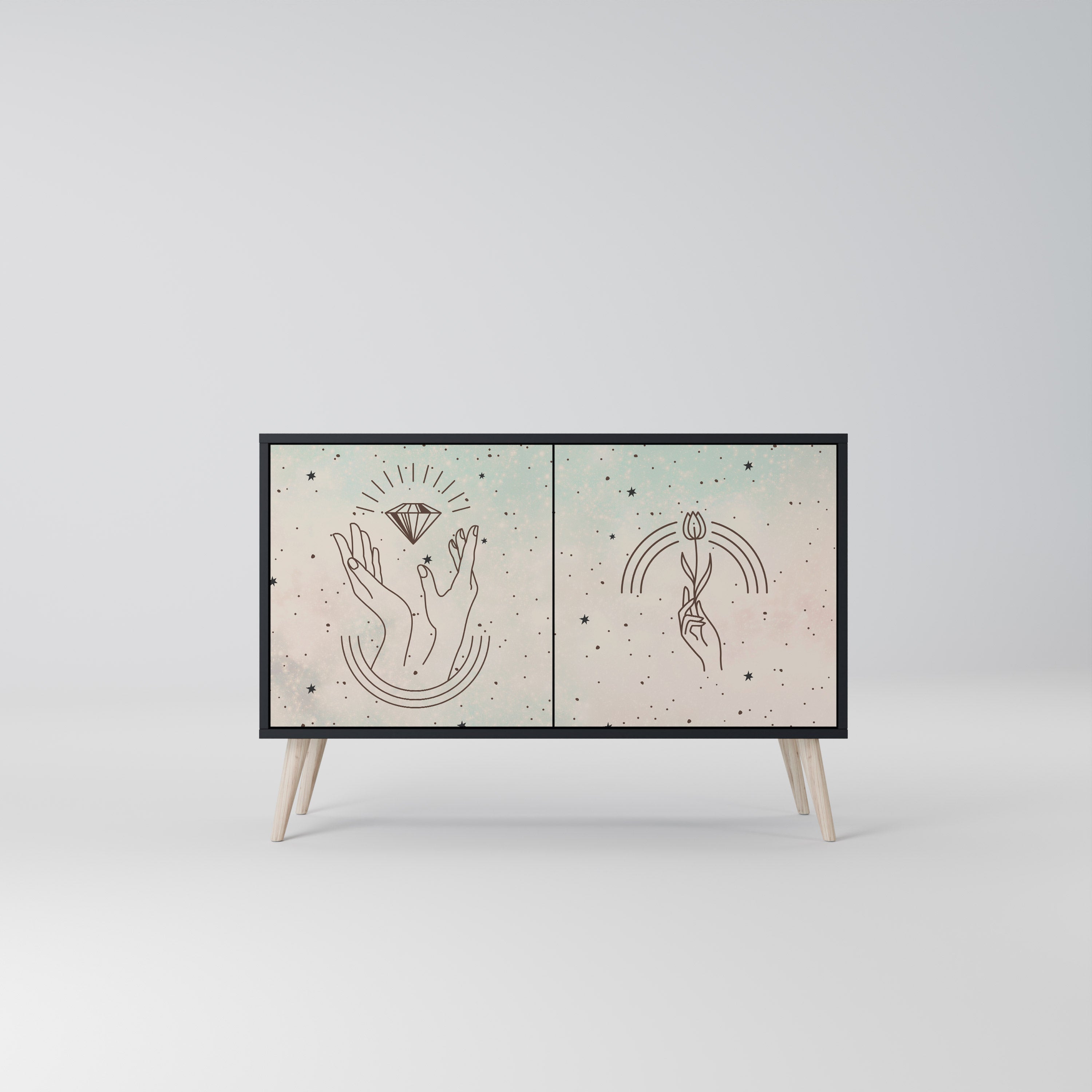 DELICATE BEAUTY Sideboard mit 2 Türen in Schwarz