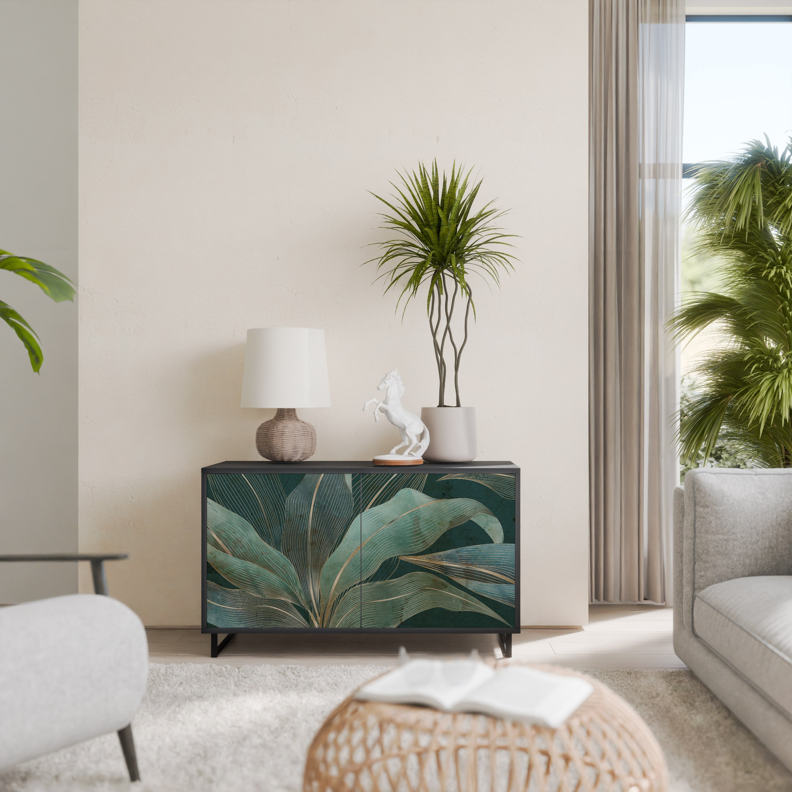 ROYAL GREEN Sideboard mit 2 Türen in Schwarz