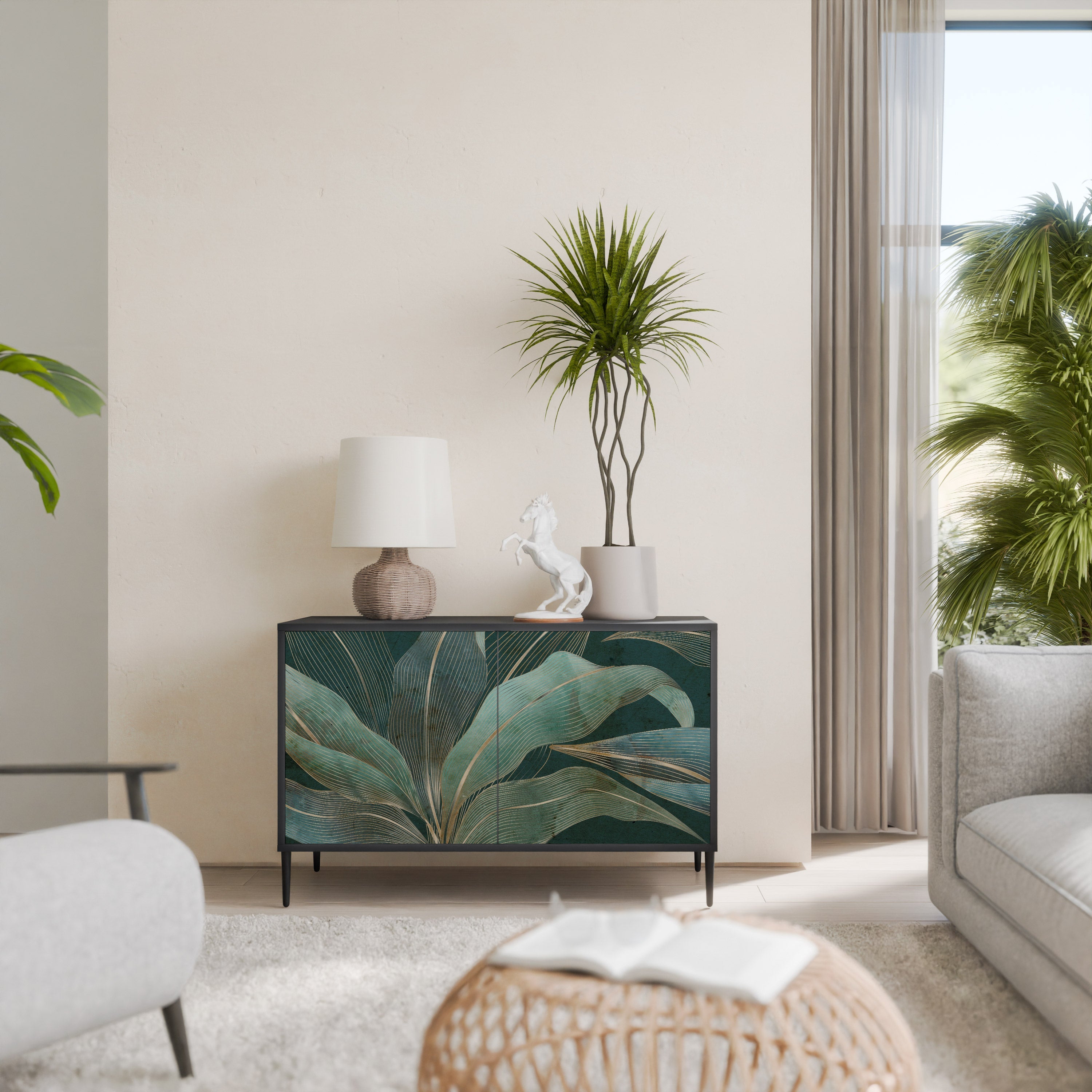 ROYAL GREEN Sideboard mit 2 Türen in Schwarz