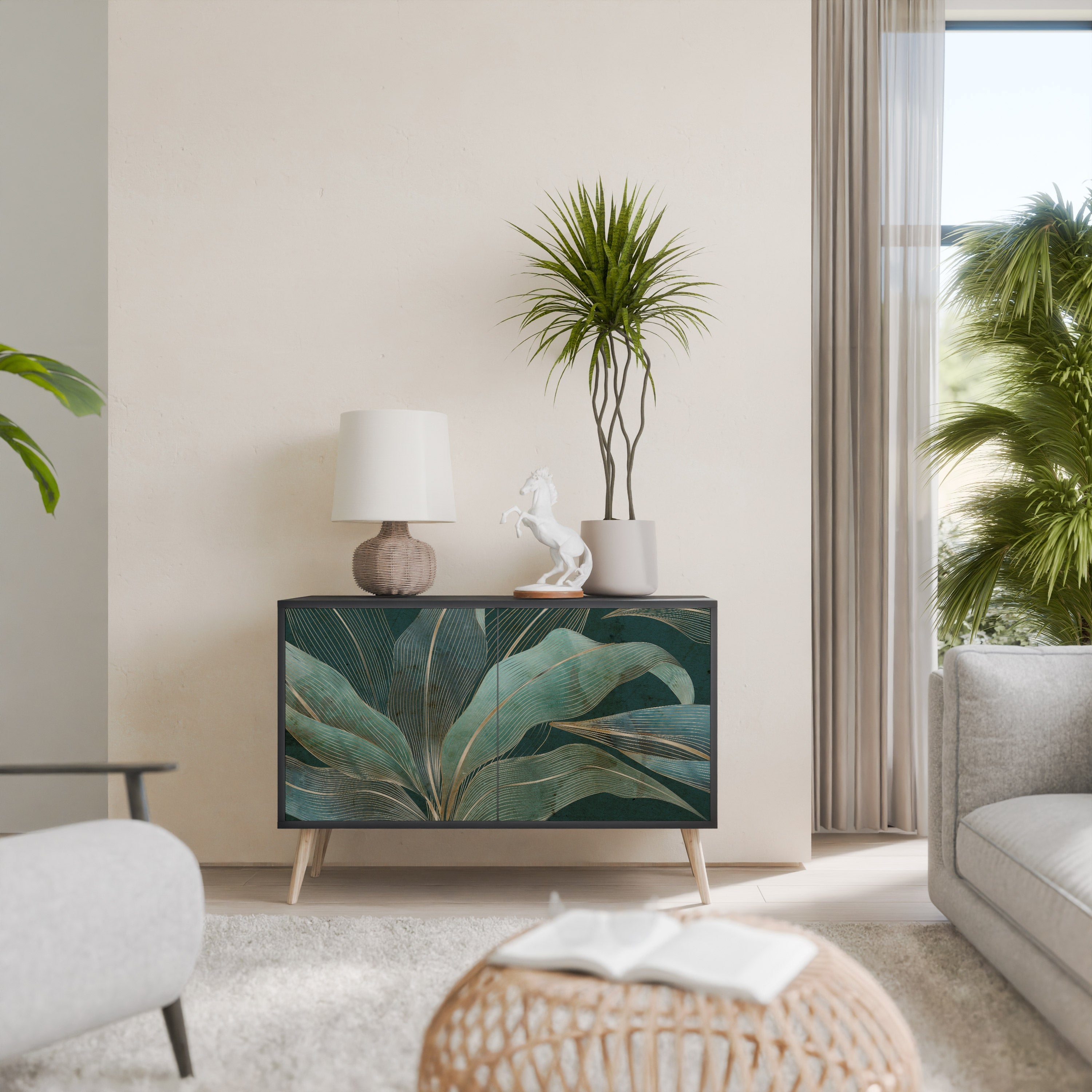 ROYAL GREEN Sideboard mit 2 Türen in Schwarz