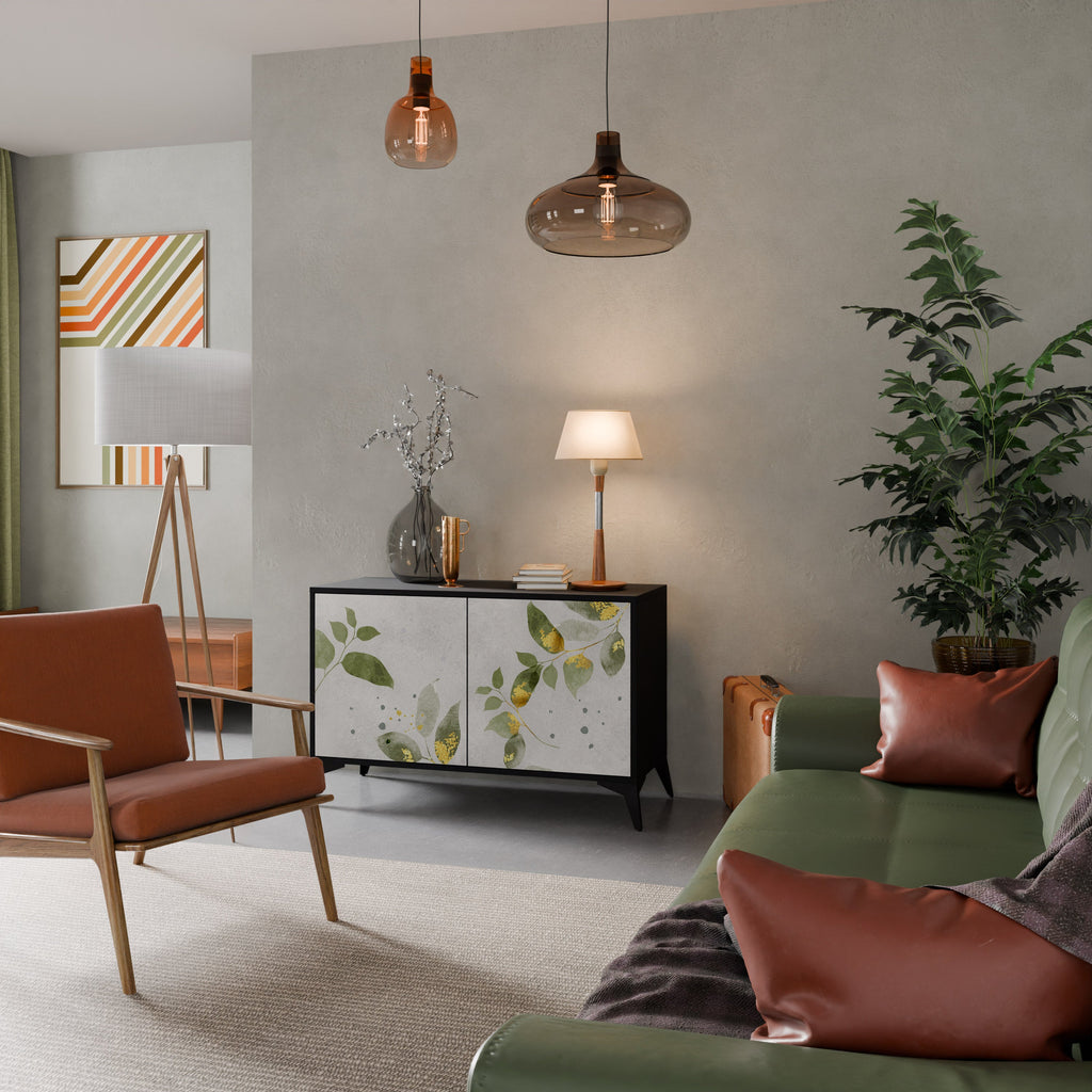 ELEGANT BOTANICS Sideboard mit 2 Türen in Schwarz