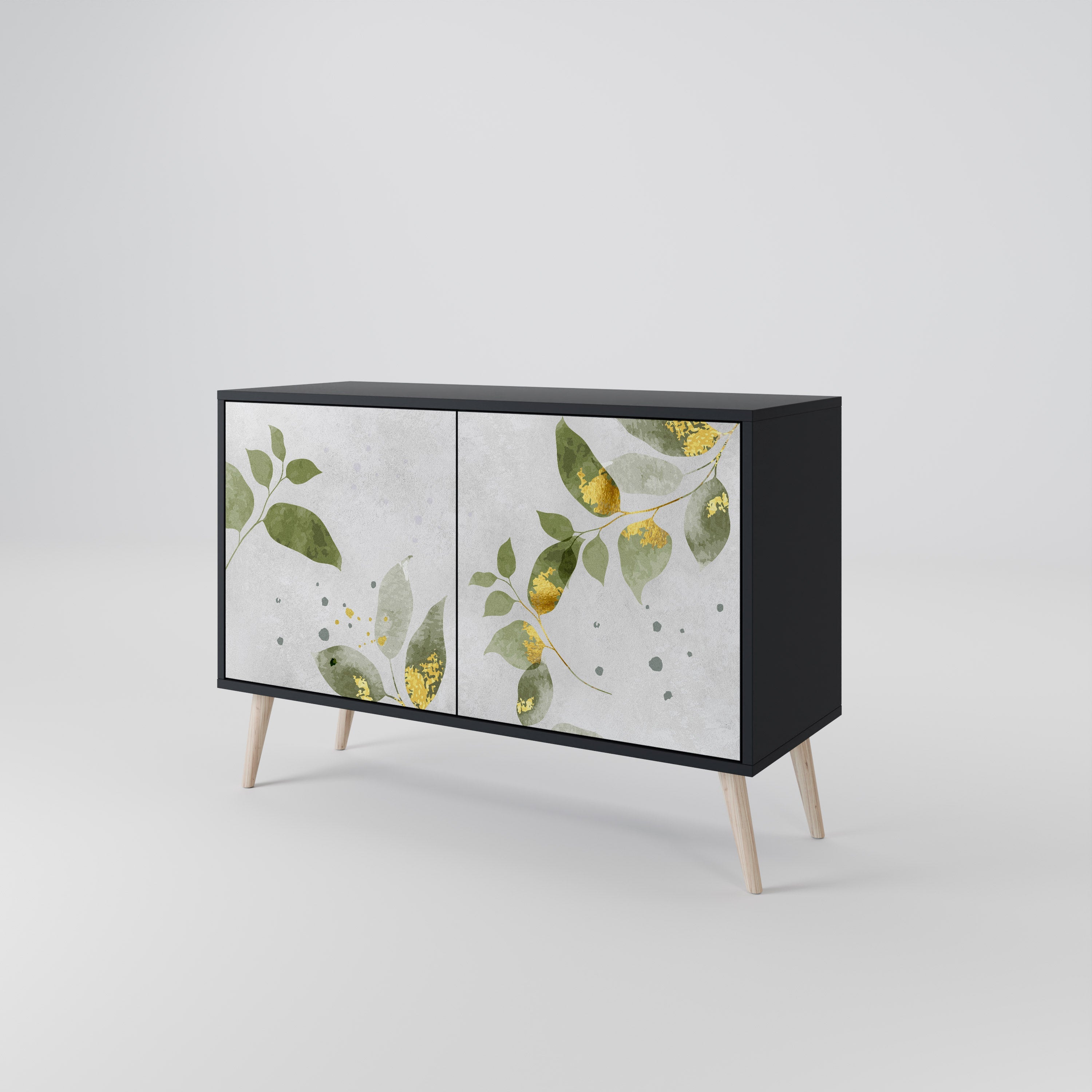 ELEGANT BOTANICS Sideboard mit 2 Türen in Schwarz