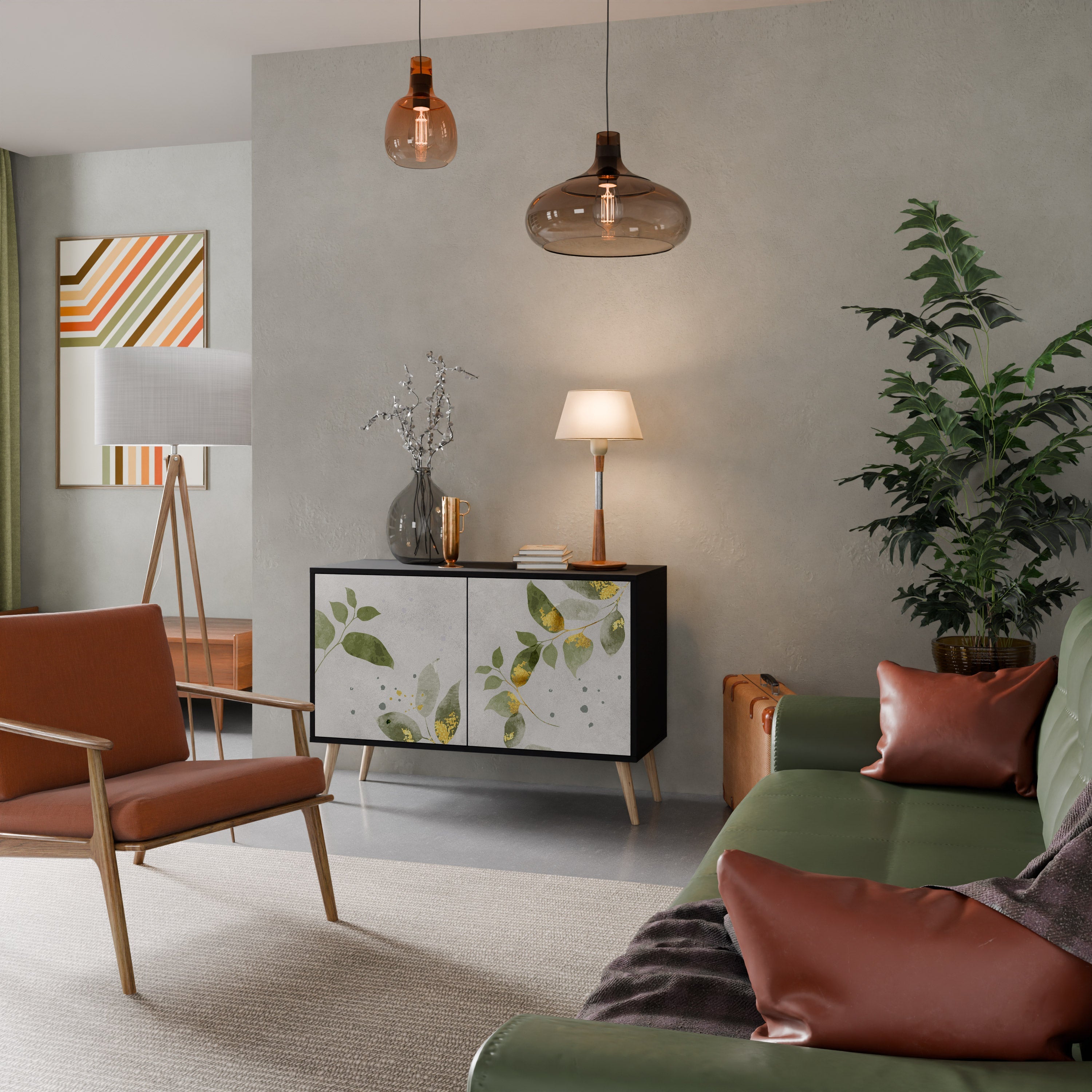 ELEGANT BOTANICS Sideboard mit 2 Türen in Schwarz