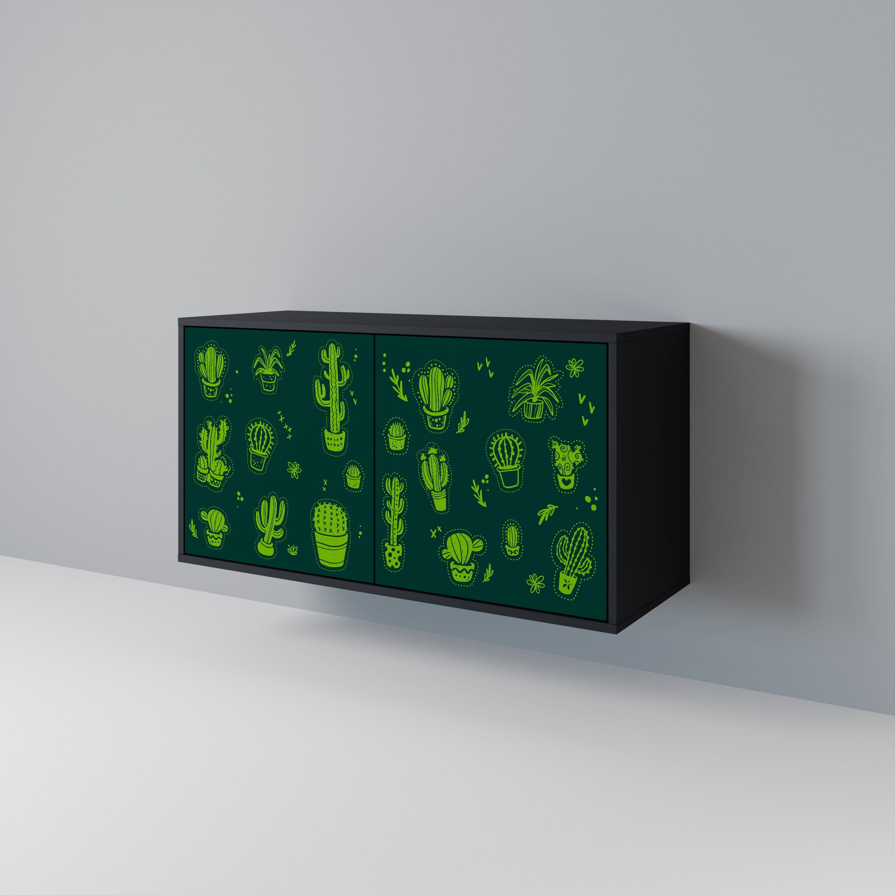 DESERT GREEN Sideboard mit 2 Türen in Schwarz