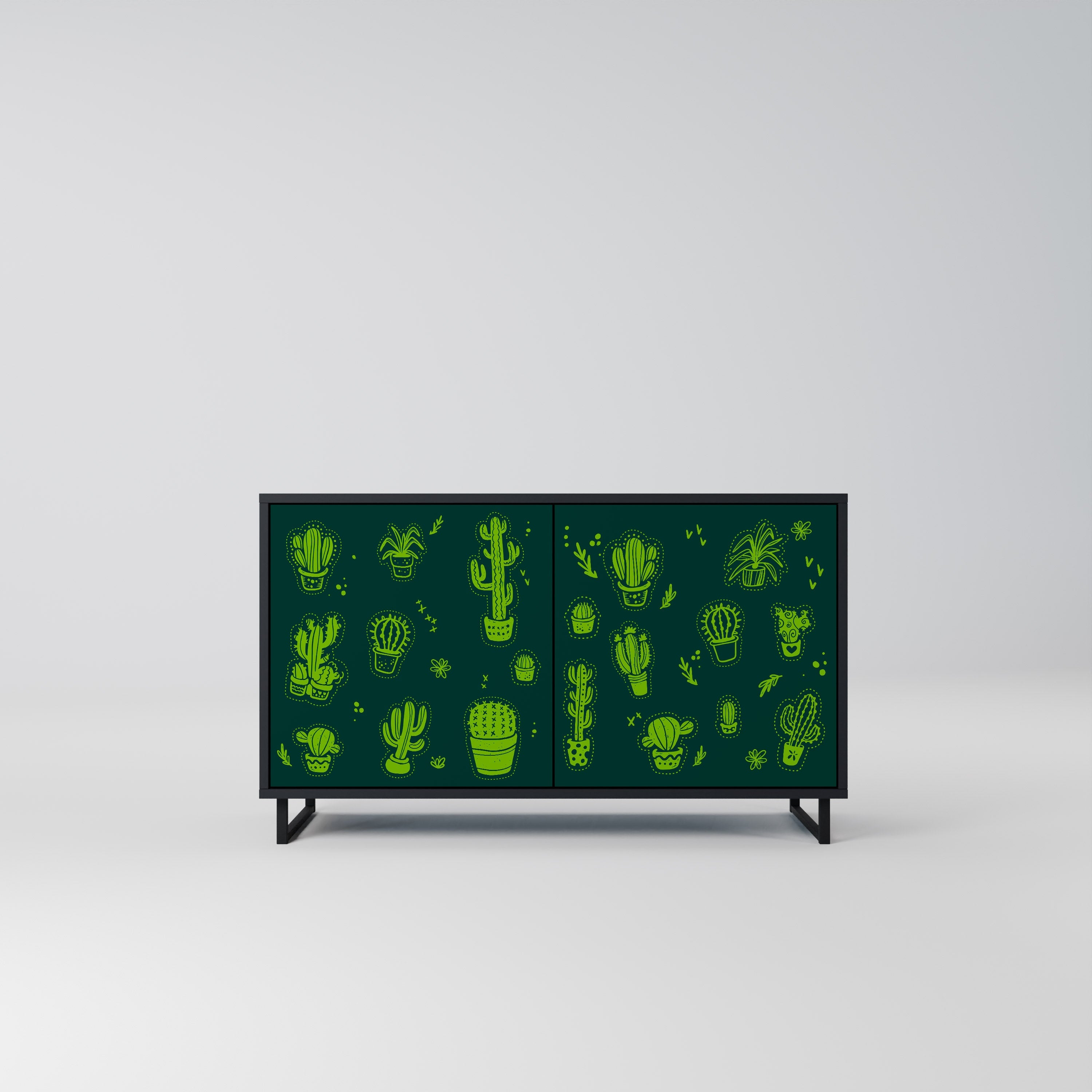 DESERT GREEN 2-Door Sideboard in Black Finish
