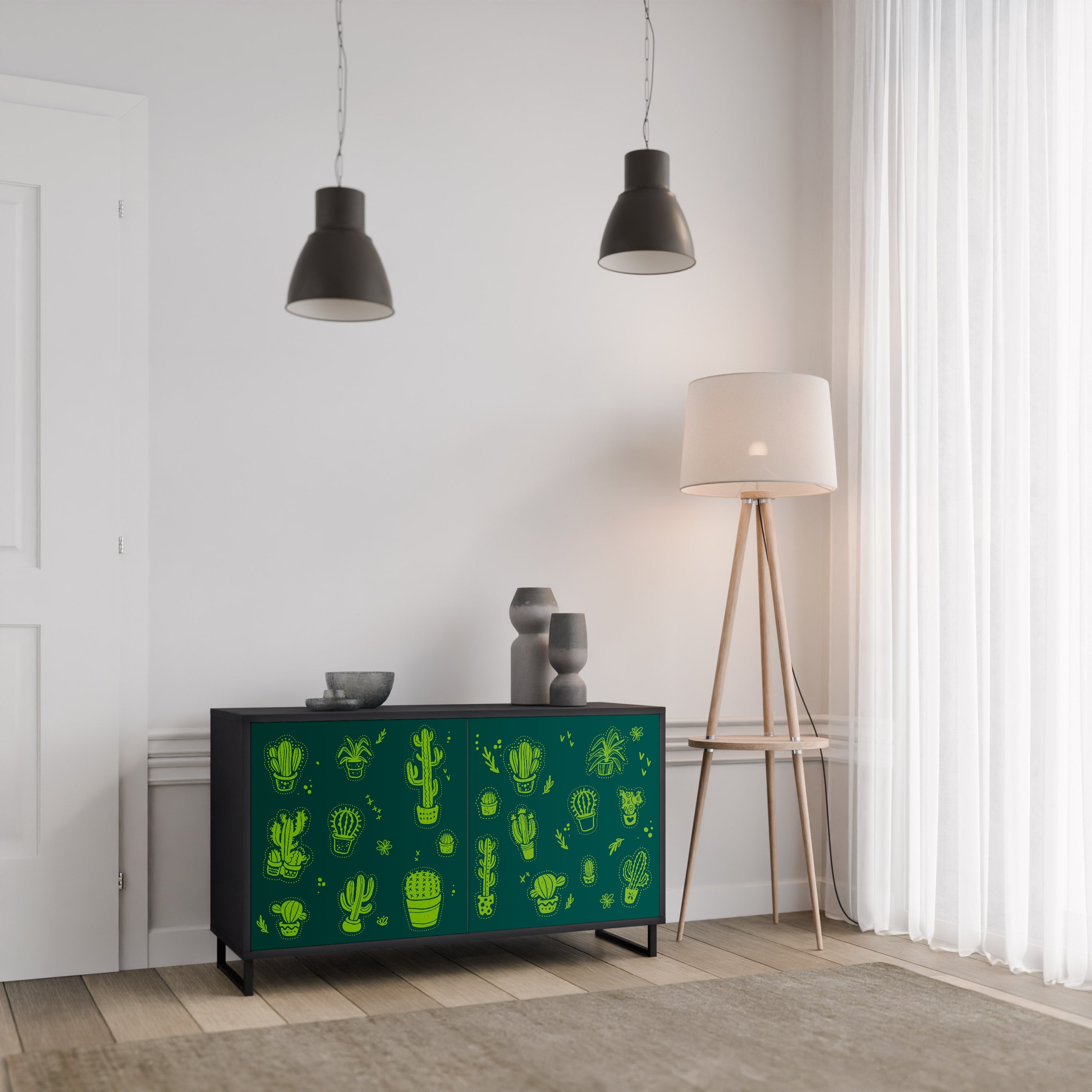 DESERT GREEN Sideboard mit 2 Türen in Schwarz