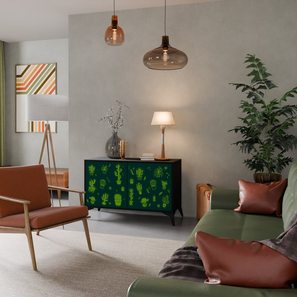 DESERT GREEN Sideboard mit 2 Türen in Schwarz