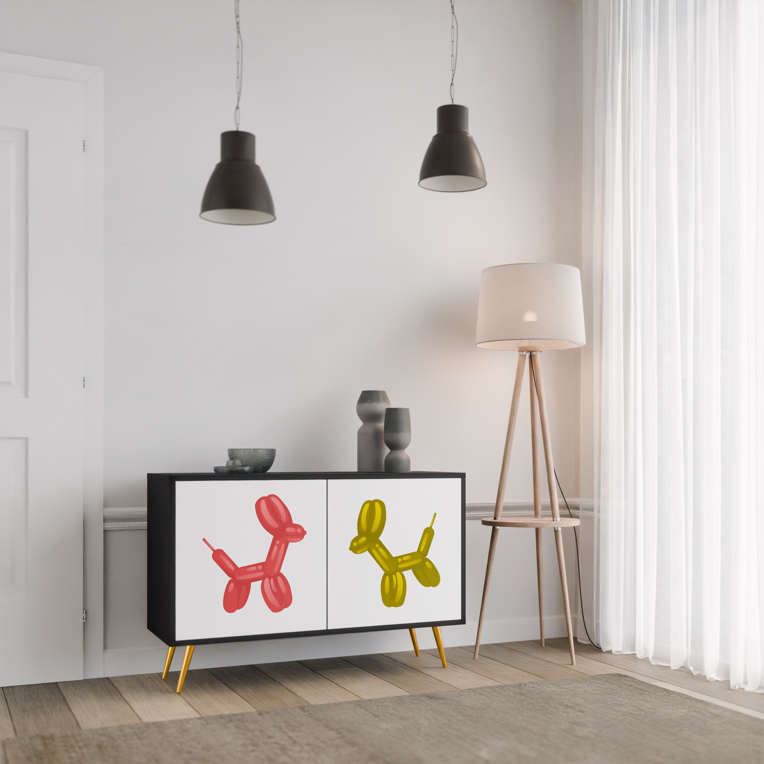 CHILDHOOD MEMORY 2-Door Sideboard in Black Finish