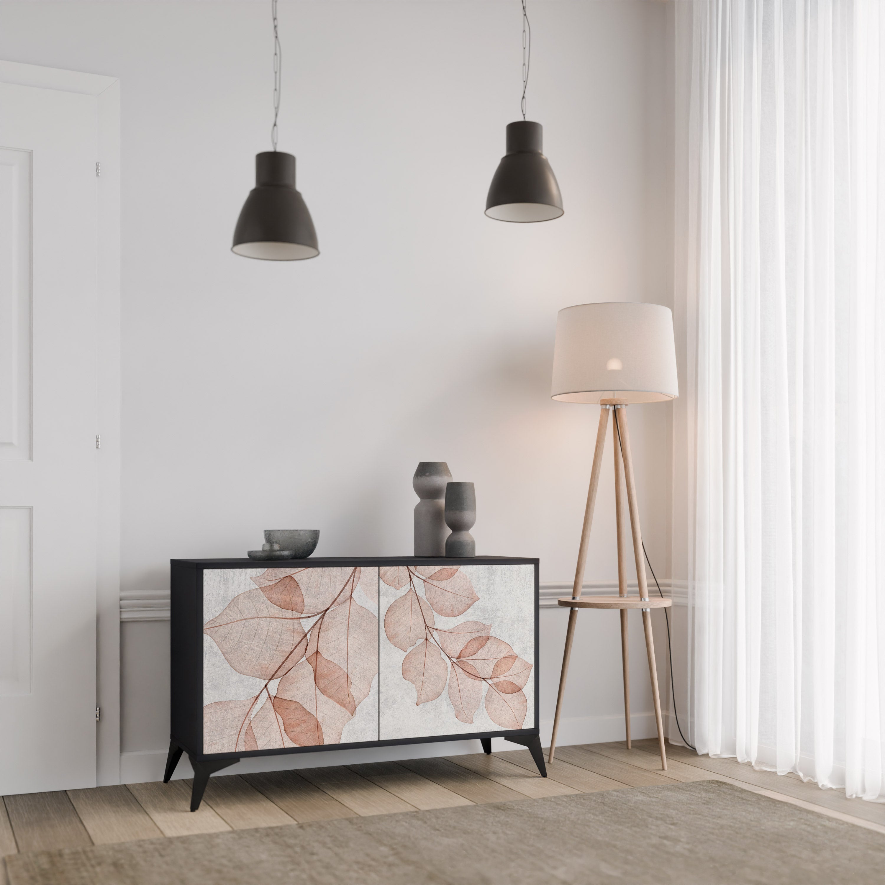 AUTUMN FRAGILITY Sideboard mit 2 Türen in Schwarz