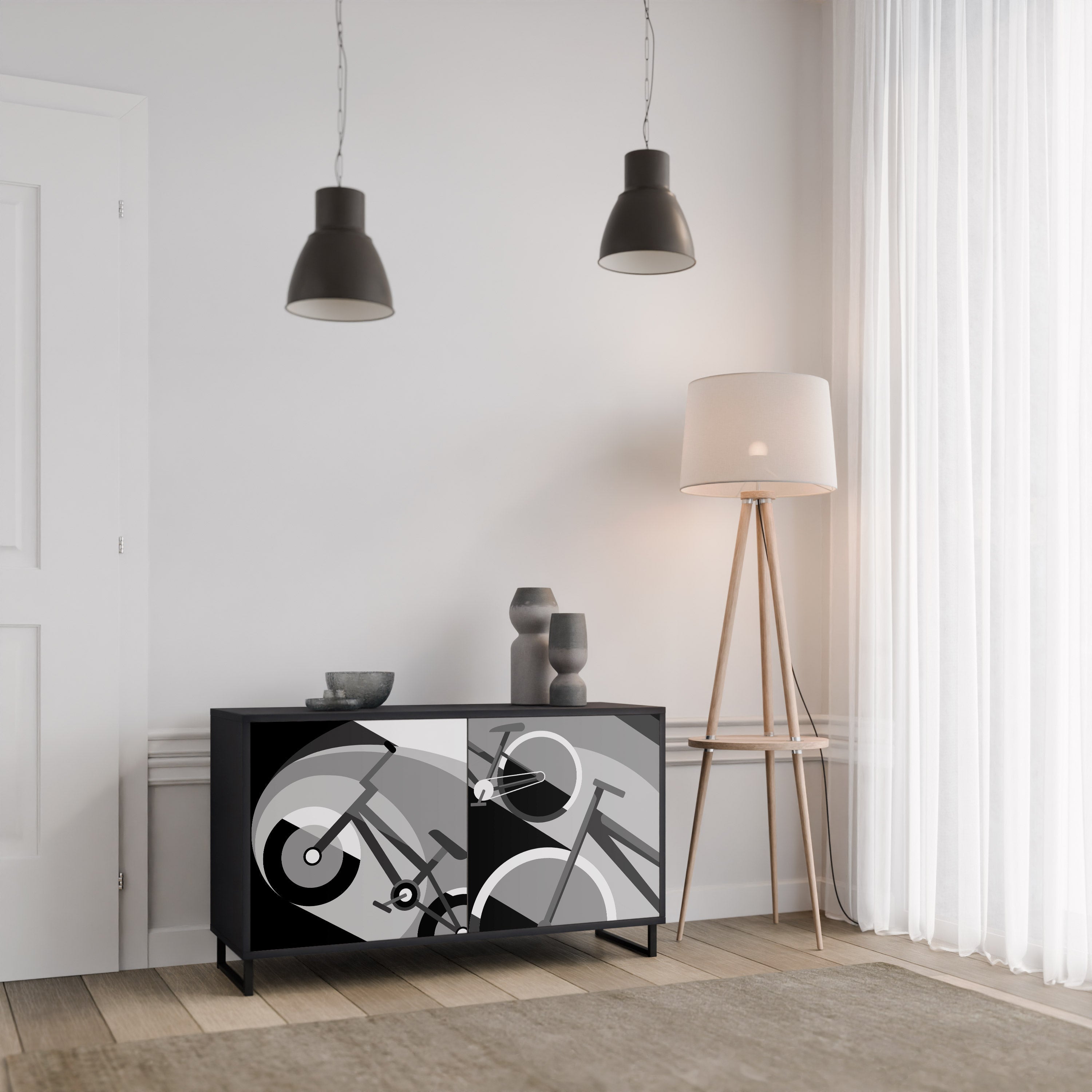 BIKE ENERGY Sideboard mit 2 Türen in Schwarz