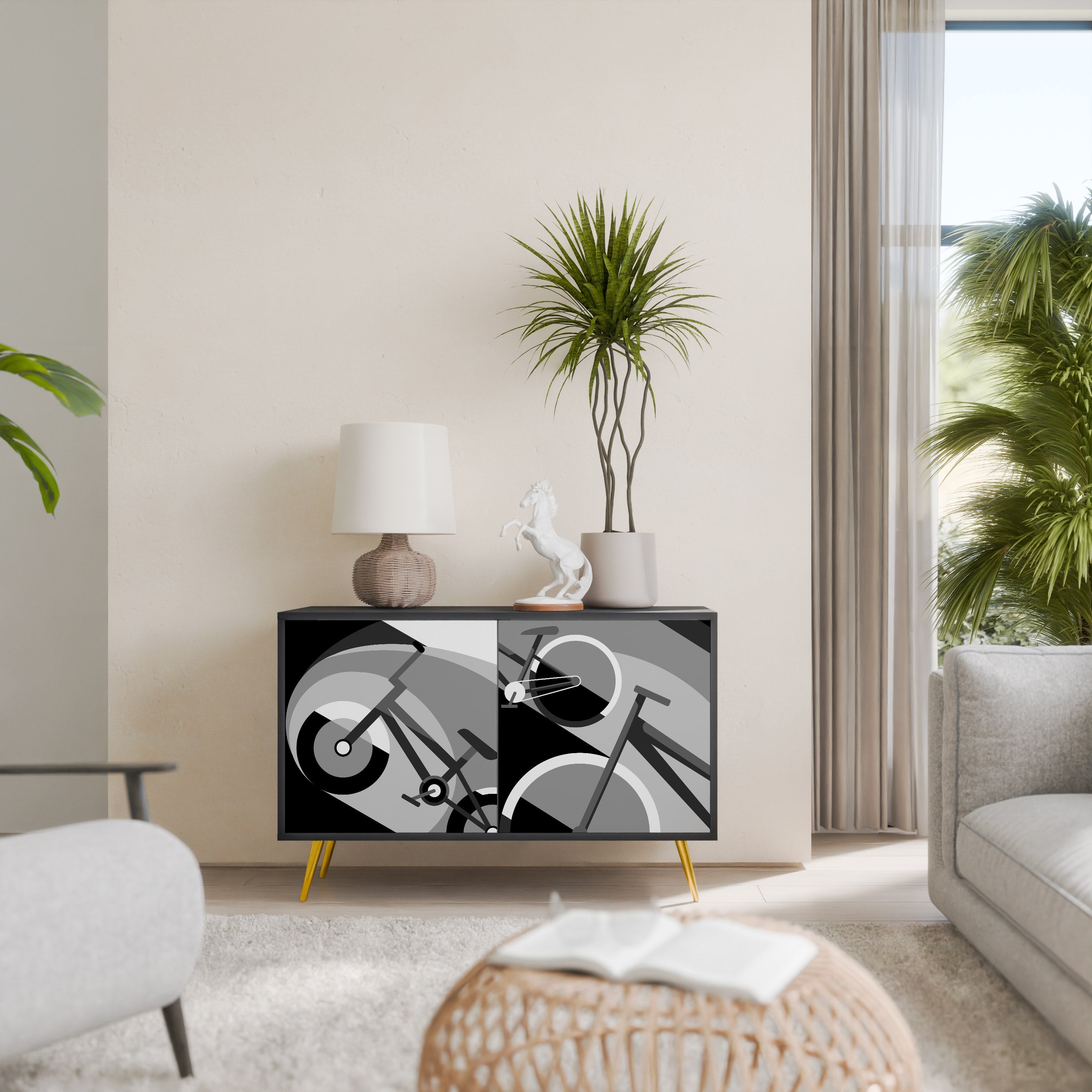 BIKE ENERGY Sideboard mit 2 Türen in Schwarz