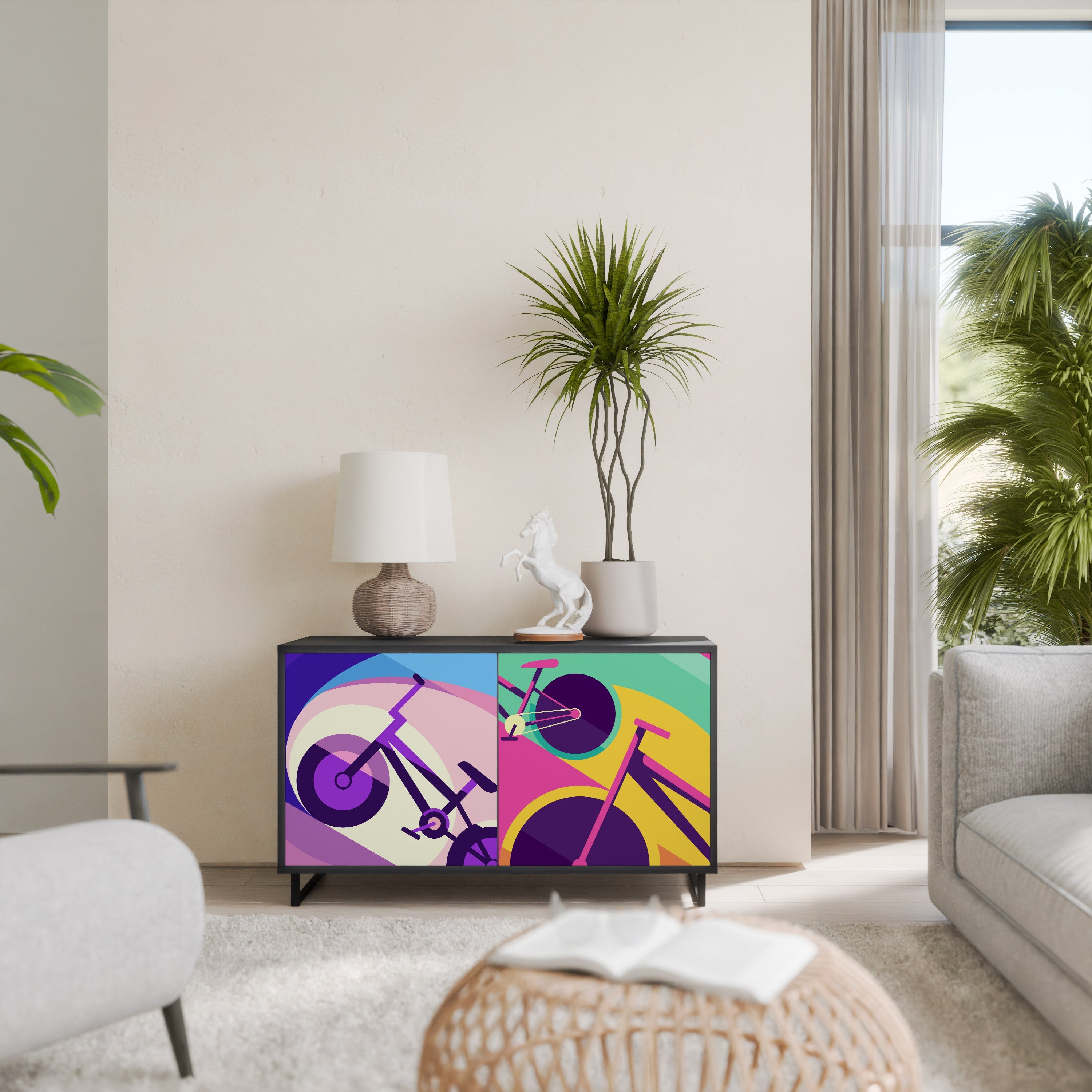 BIKE DREAMS 2-Door Sideboard in Black Finish