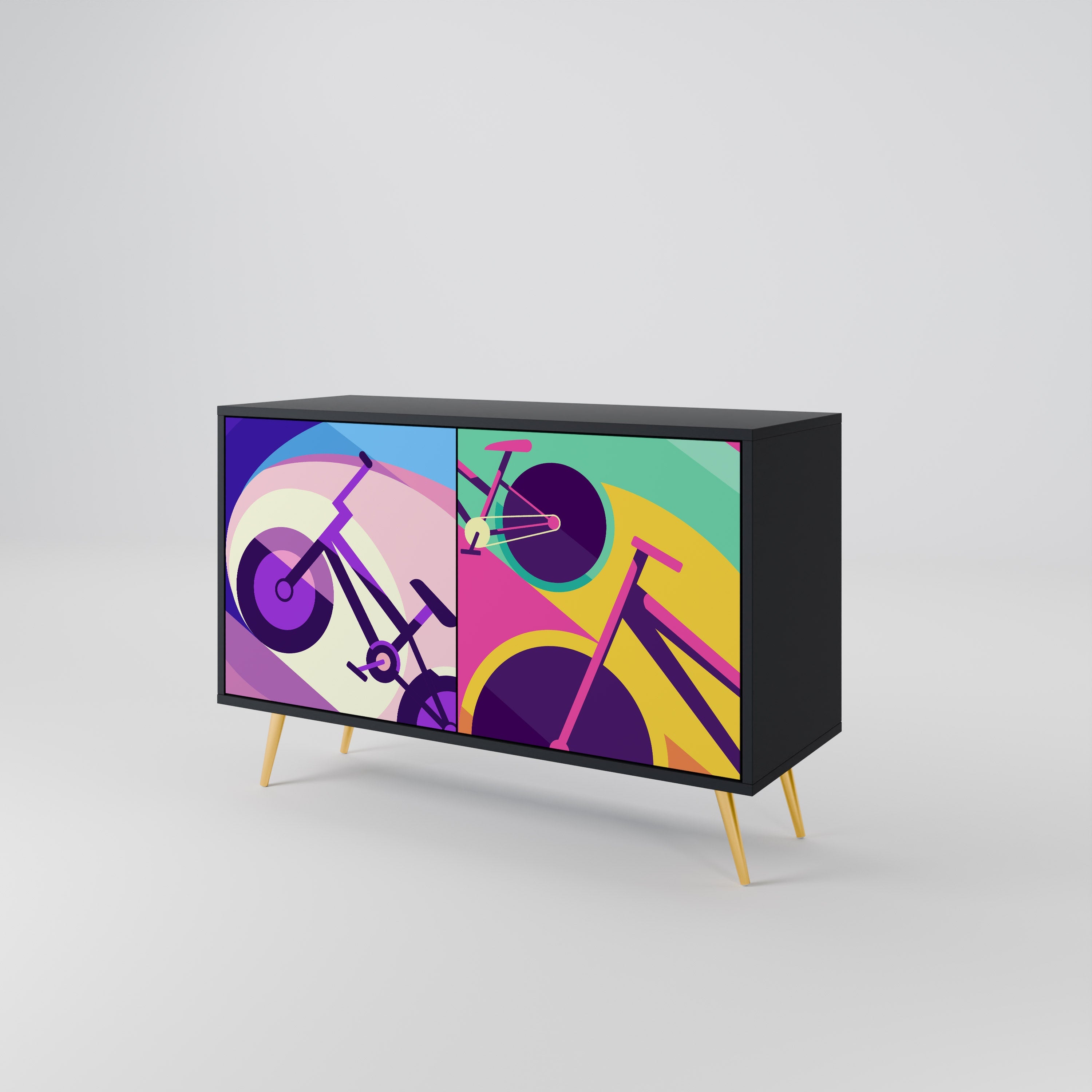 BIKE DREAMS 2-Door Sideboard in Black Finish