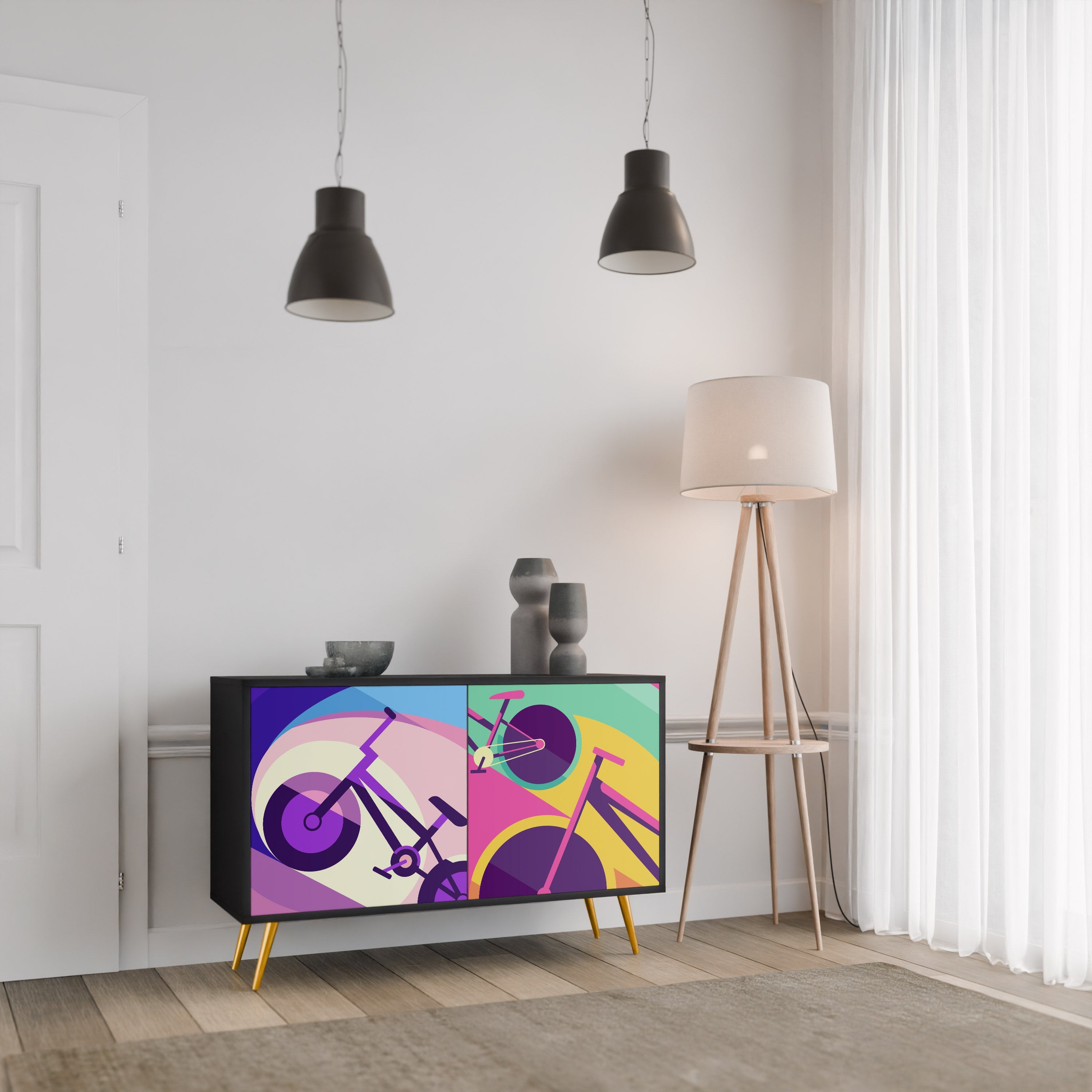 BIKE DREAMS 2-Door Sideboard in Black Finish
