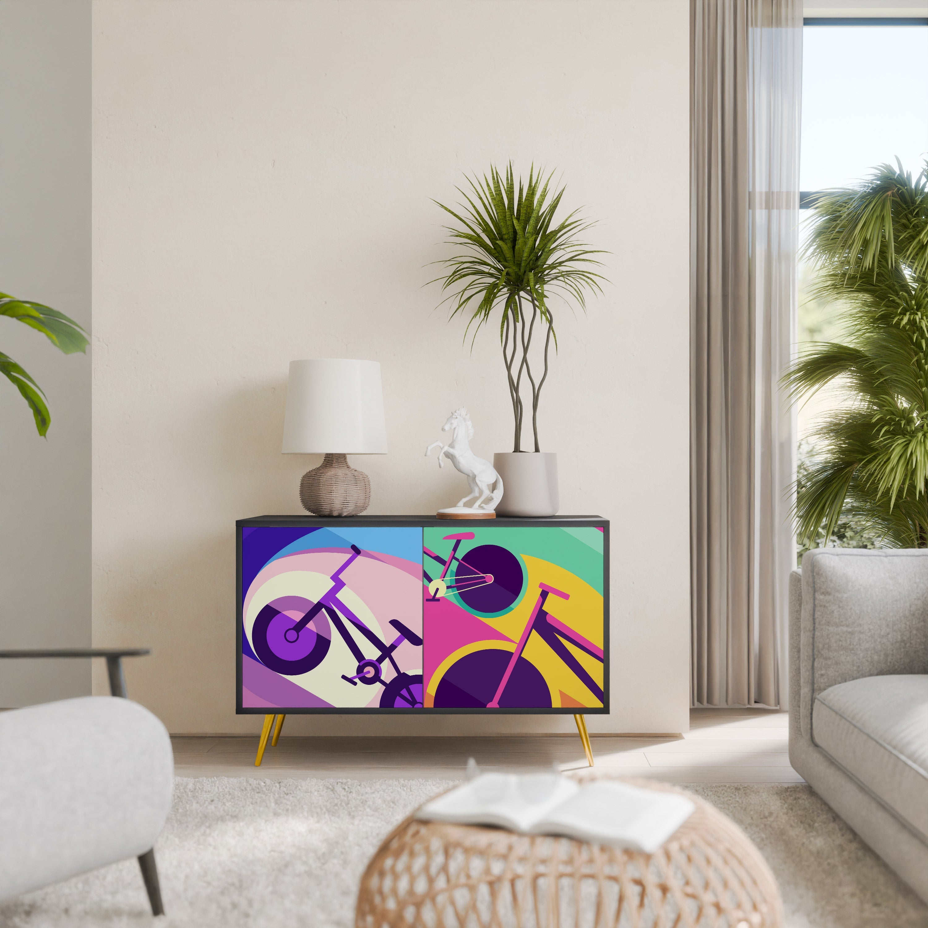 BIKE DREAMS 2-Door Sideboard in Black Finish