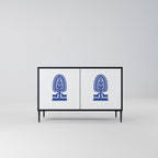 POLISH FOLK ART 2-Door Sideboard in Black Finish