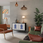 POLISH FOLK ART 2-Door Sideboard in Black Finish