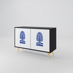 POLISH FOLK ART 2-Door Sideboard in Black Finish