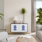 POLISH FOLK ART 2-Door Sideboard in Black Finish