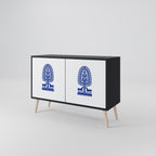 POLISH FOLK ART 2-Door Sideboard in Black Finish