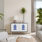 POLISH FOLK ART 2-Door Sideboard in Black Finish