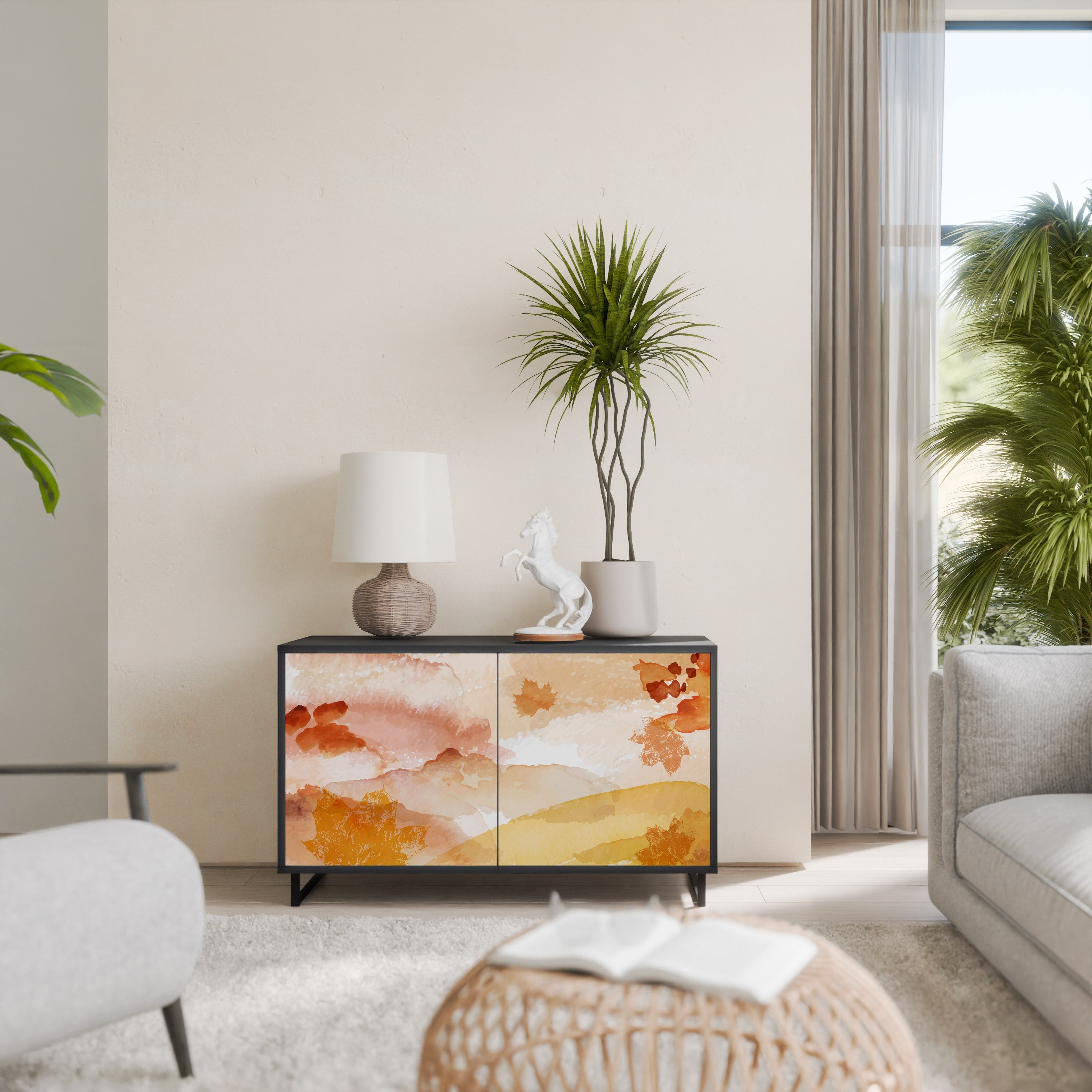 TRACES OF AUTUMN Sideboard mit 2 Türen in Schwarz