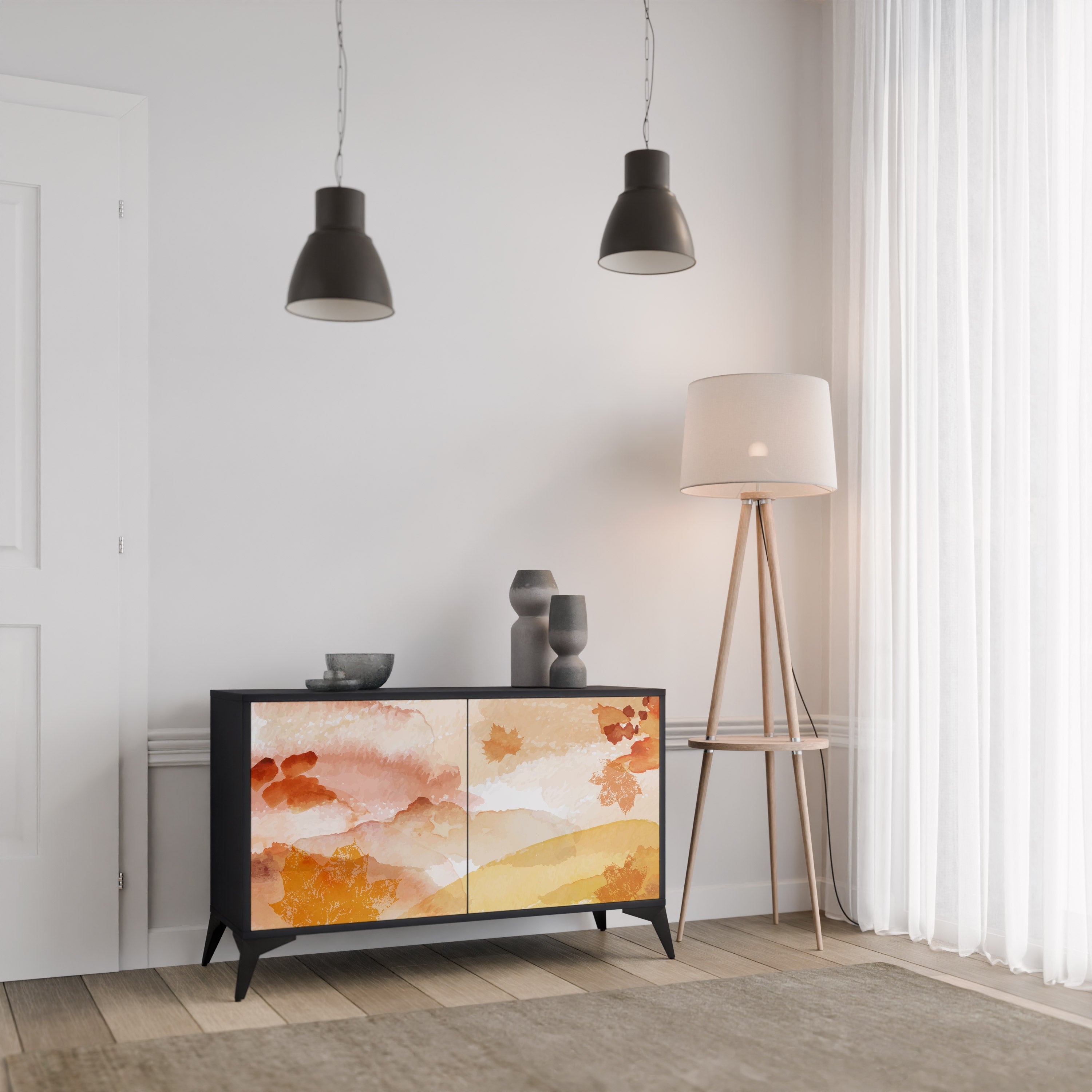 TRACES OF AUTUMN Sideboard mit 2 Türen in Schwarz