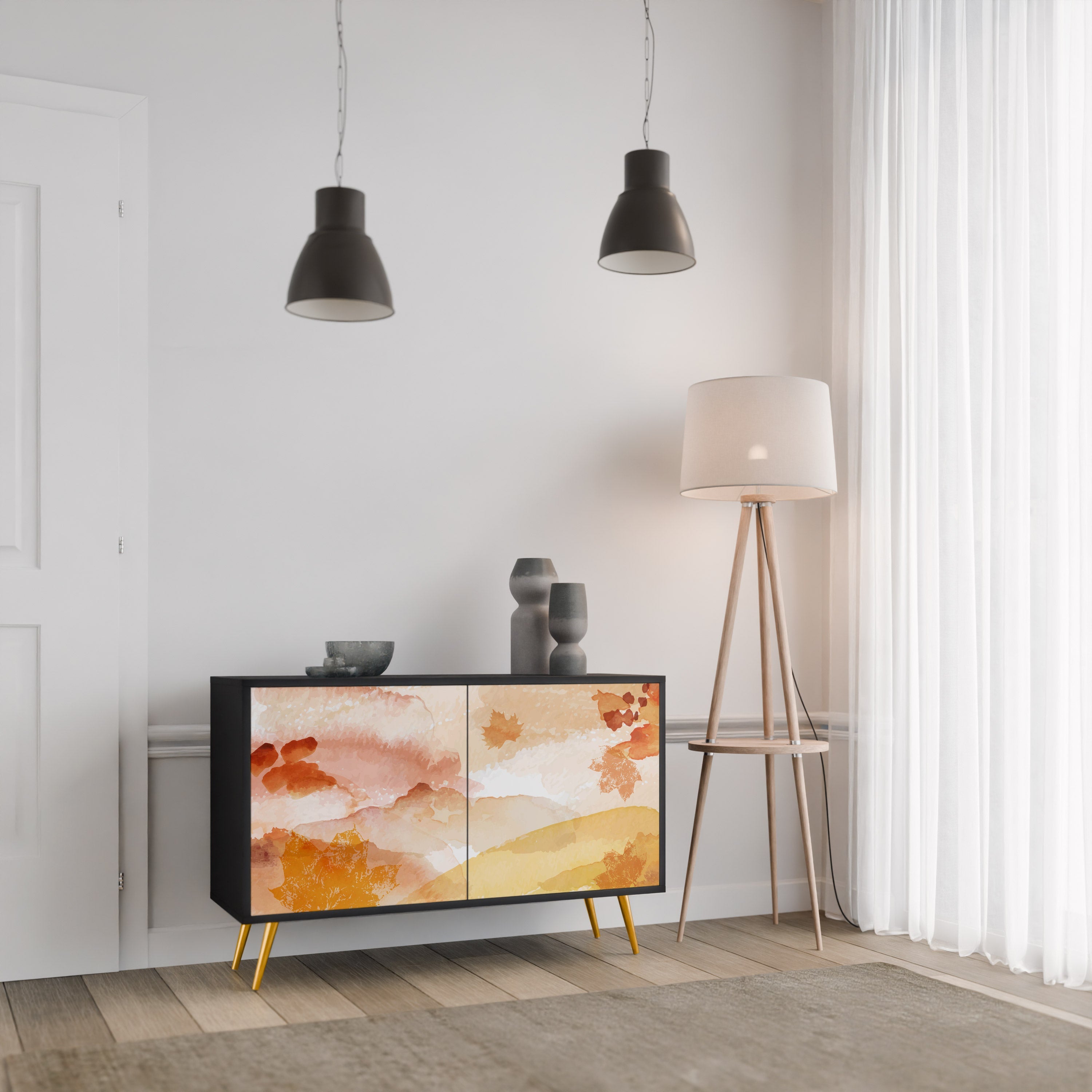 TRACES OF AUTUMN Sideboard mit 2 Türen in Schwarz