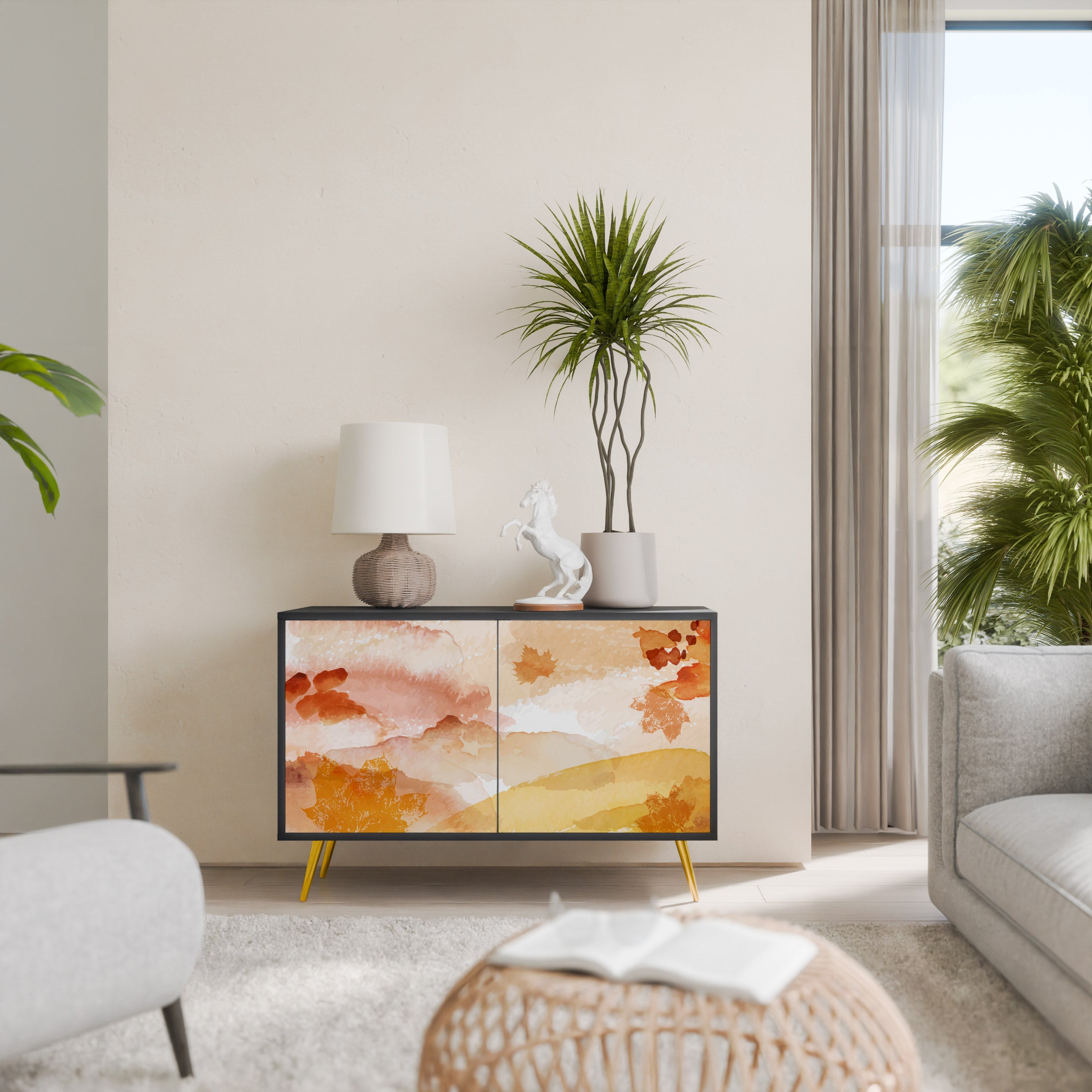 TRACES OF AUTUMN Sideboard mit 2 Türen in Schwarz