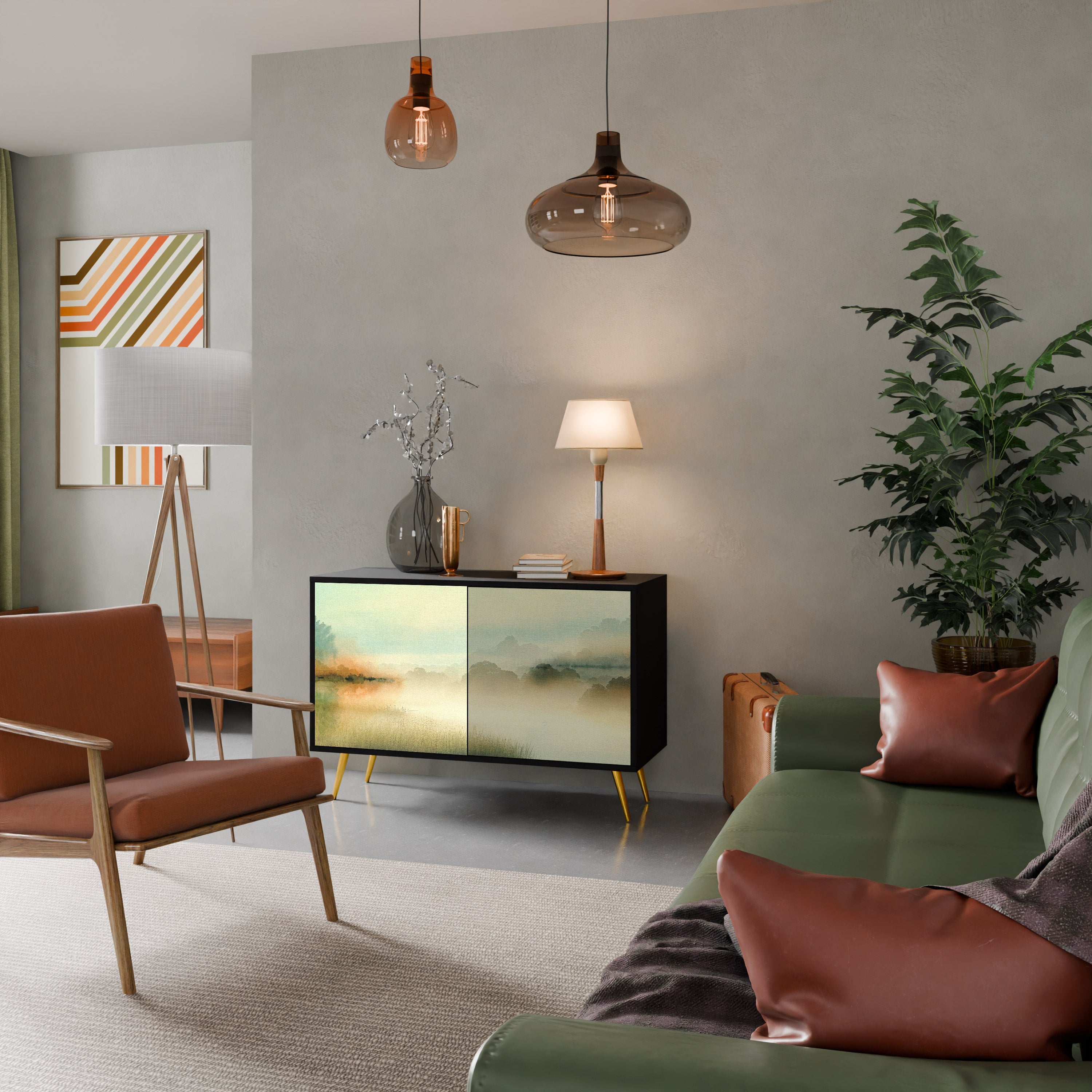 MORNING BY THE LAKE Sideboard mit 2 Türen in Schwarz