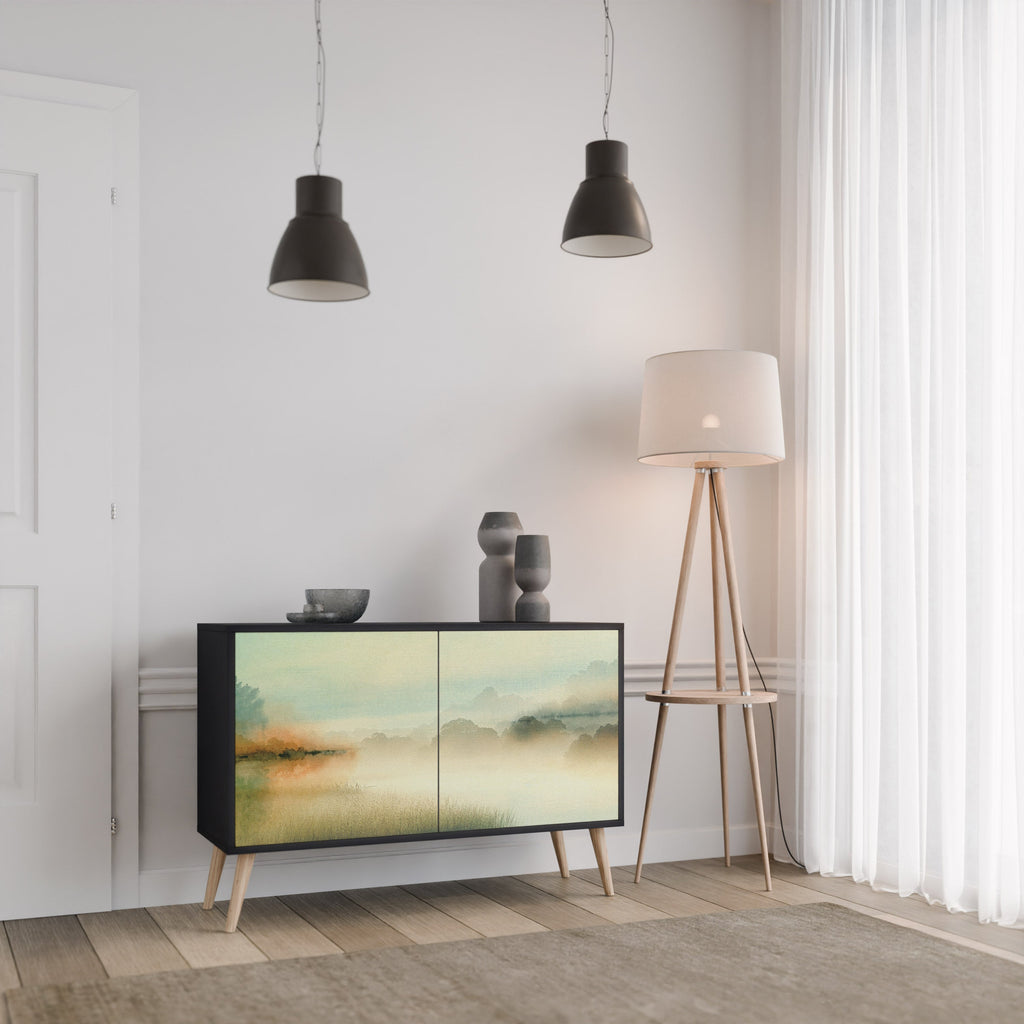 MORNING BY THE LAKE Sideboard mit 2 Türen in Schwarz