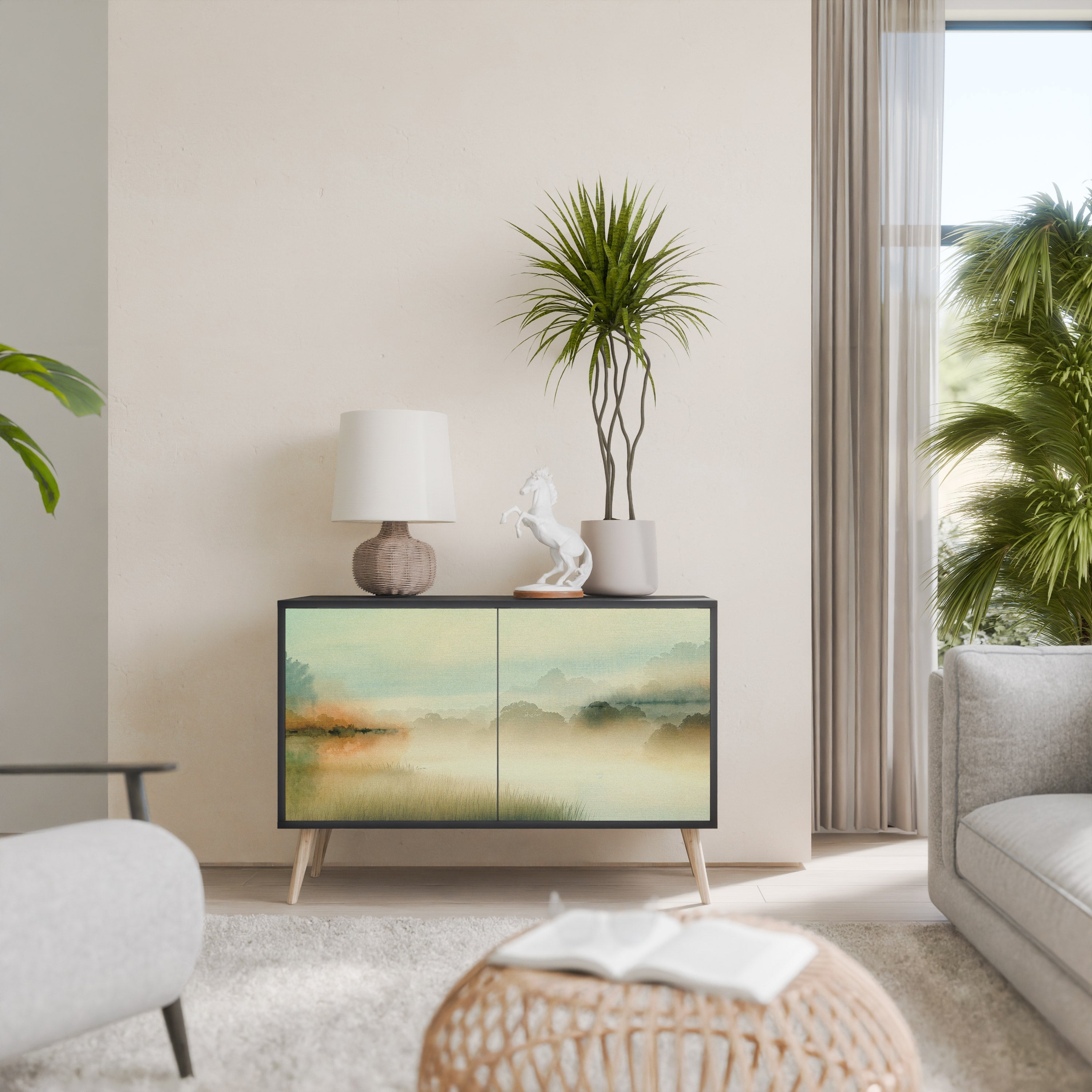 MORNING BY THE LAKE Sideboard mit 2 Türen in Schwarz