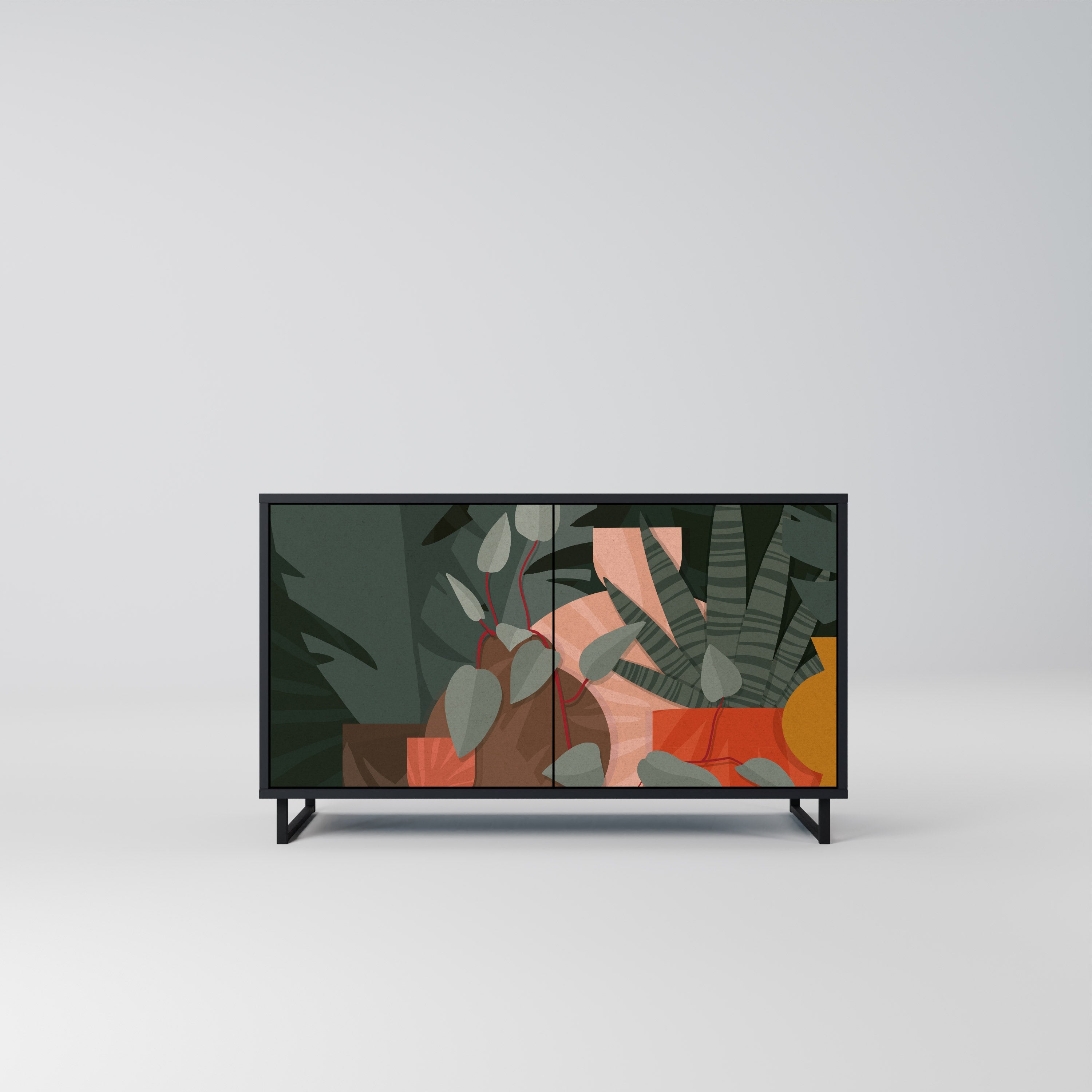 TROPICAL COMPOSITION 2-Door Sideboard in Black Finish