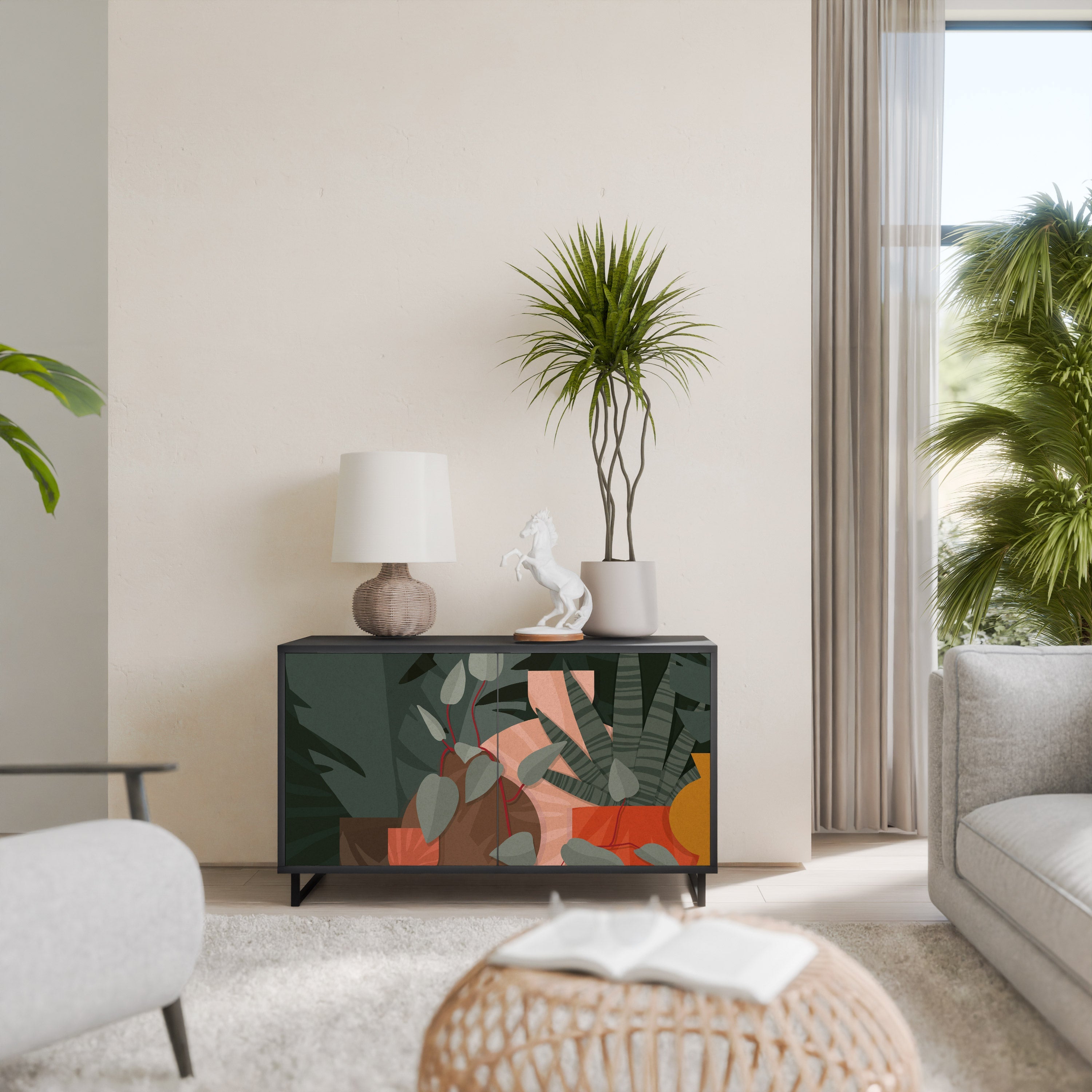 TROPICAL COMPOSITION 2-Door Sideboard in Black Finish