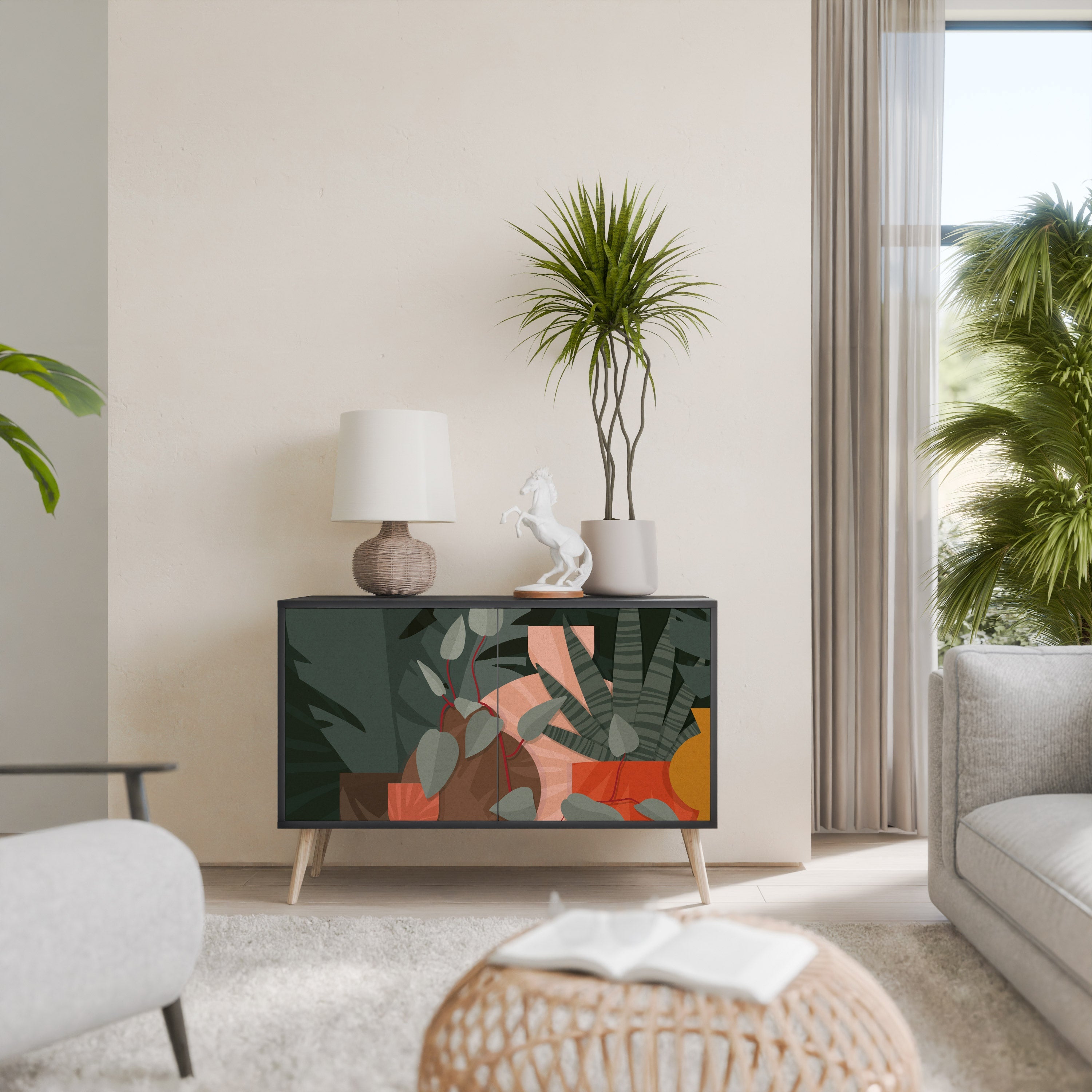 TROPICAL COMPOSITION 2-Door Sideboard in Black Finish