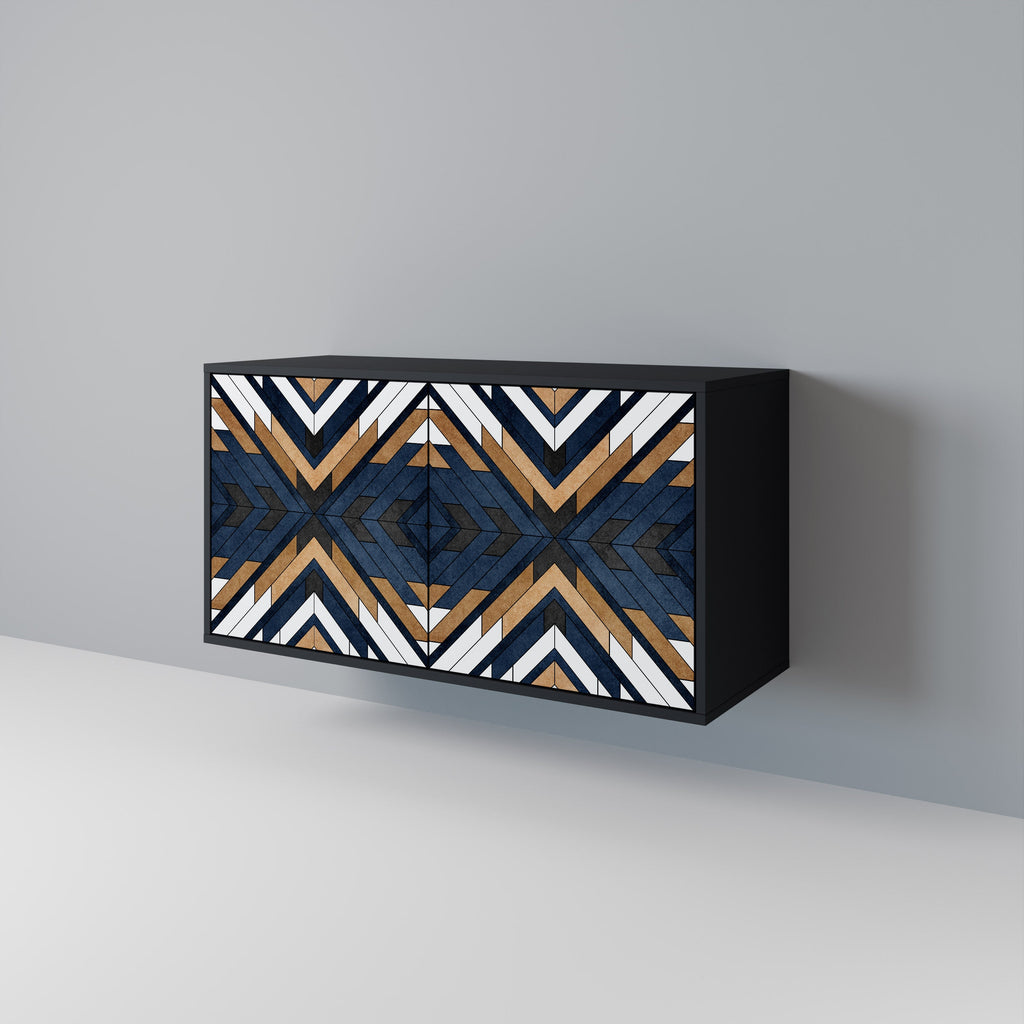 ARTFUL GEOMETRY Sideboard mit 2 Türen in Schwarz