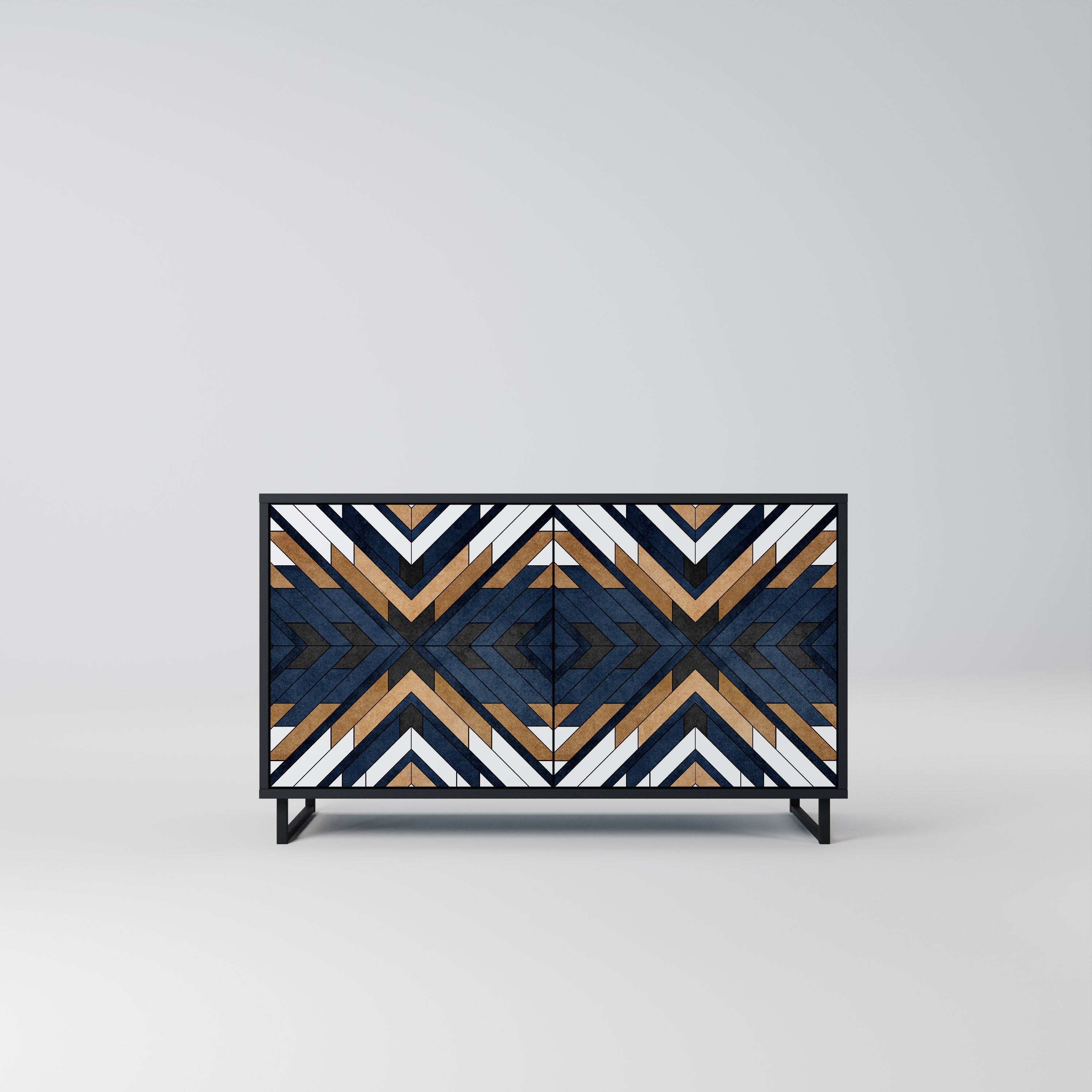 ARTFUL GEOMETRY Sideboard mit 2 Türen in Schwarz