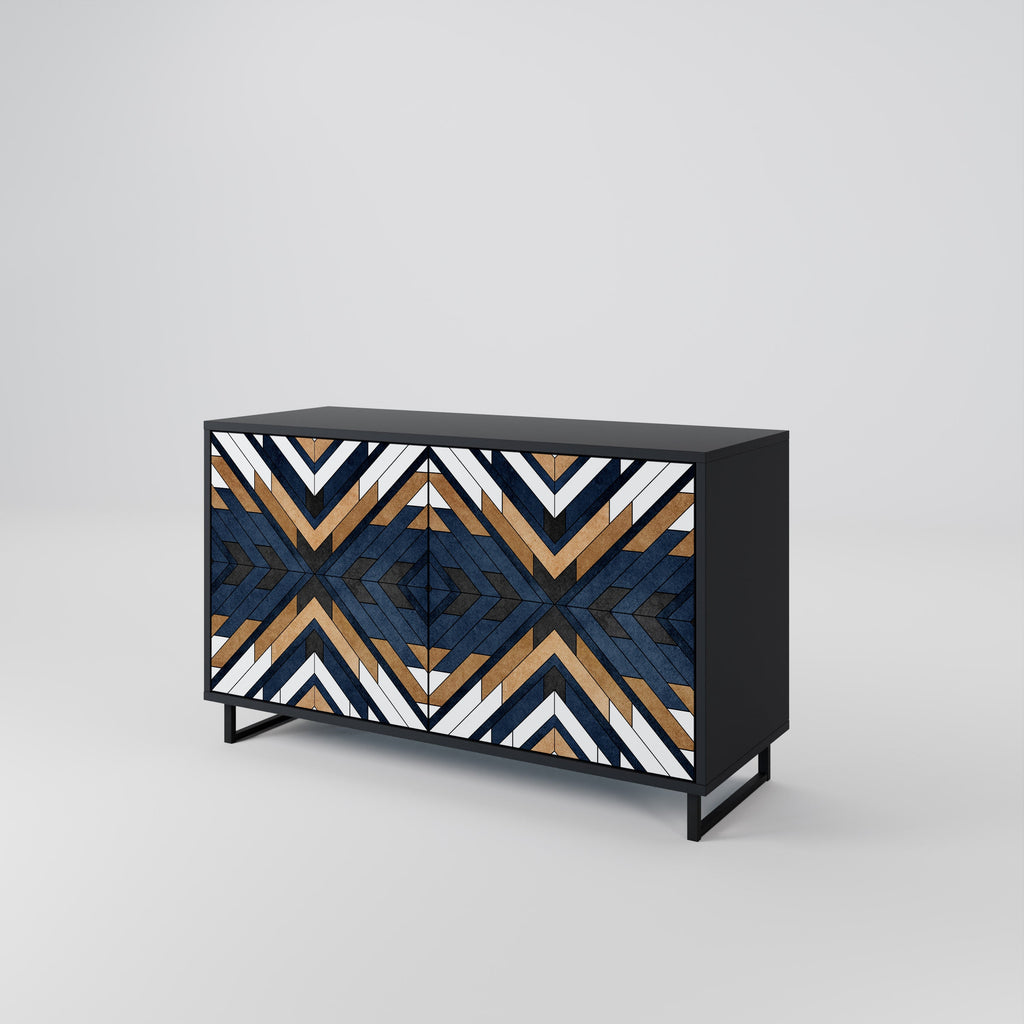 ARTFUL GEOMETRY Sideboard mit 2 Türen in Schwarz
