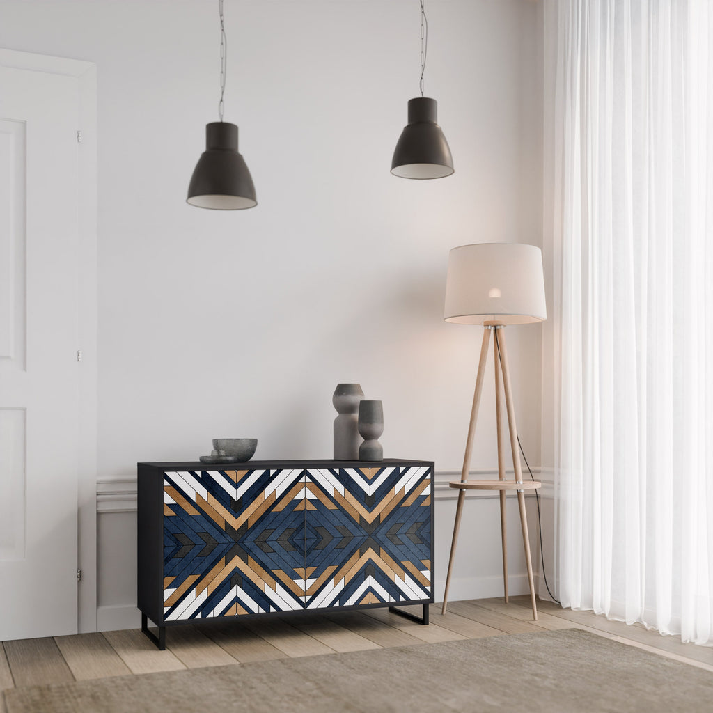 ARTFUL GEOMETRY Sideboard mit 2 Türen in Schwarz