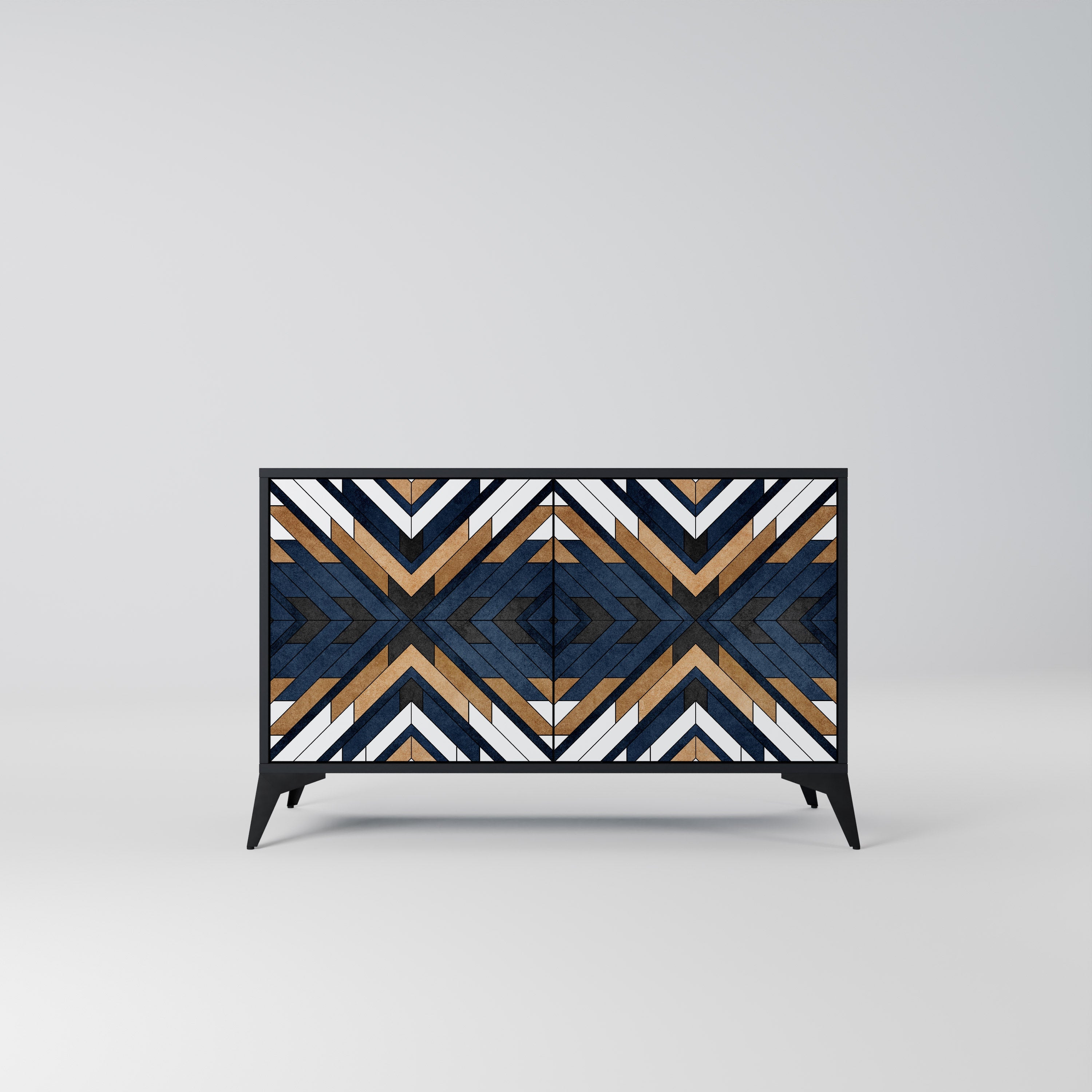ARTFUL GEOMETRY Sideboard mit 2 Türen in Schwarz