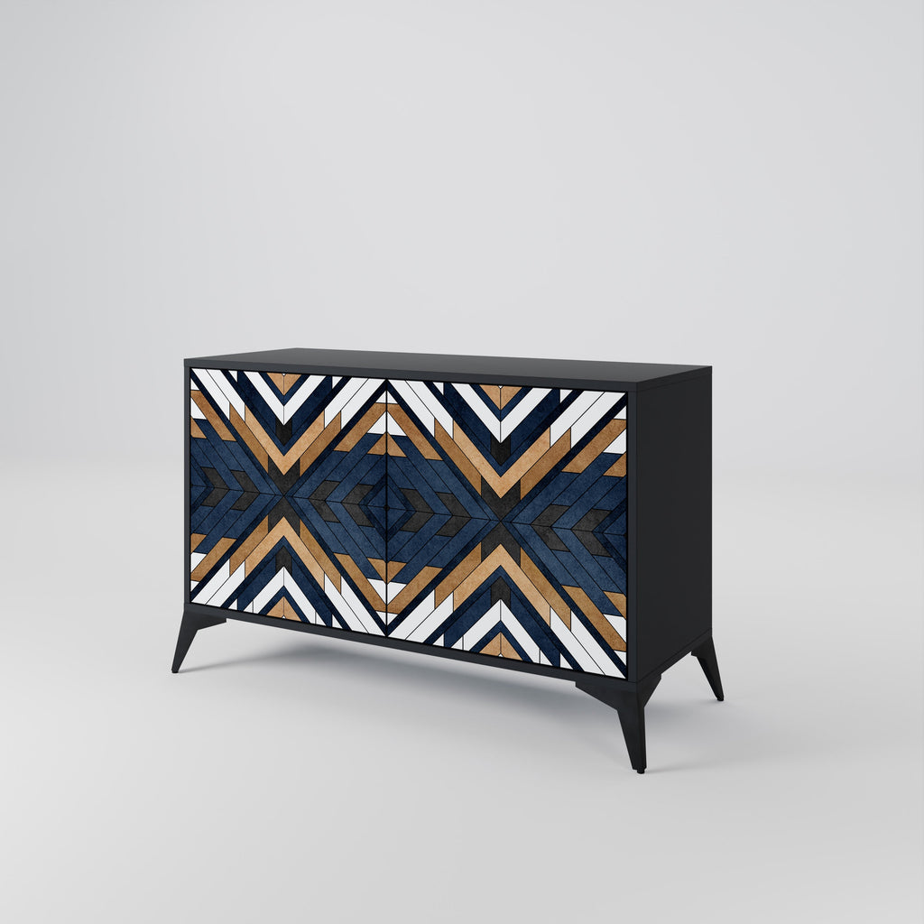 ARTFUL GEOMETRY Sideboard mit 2 Türen in Schwarz