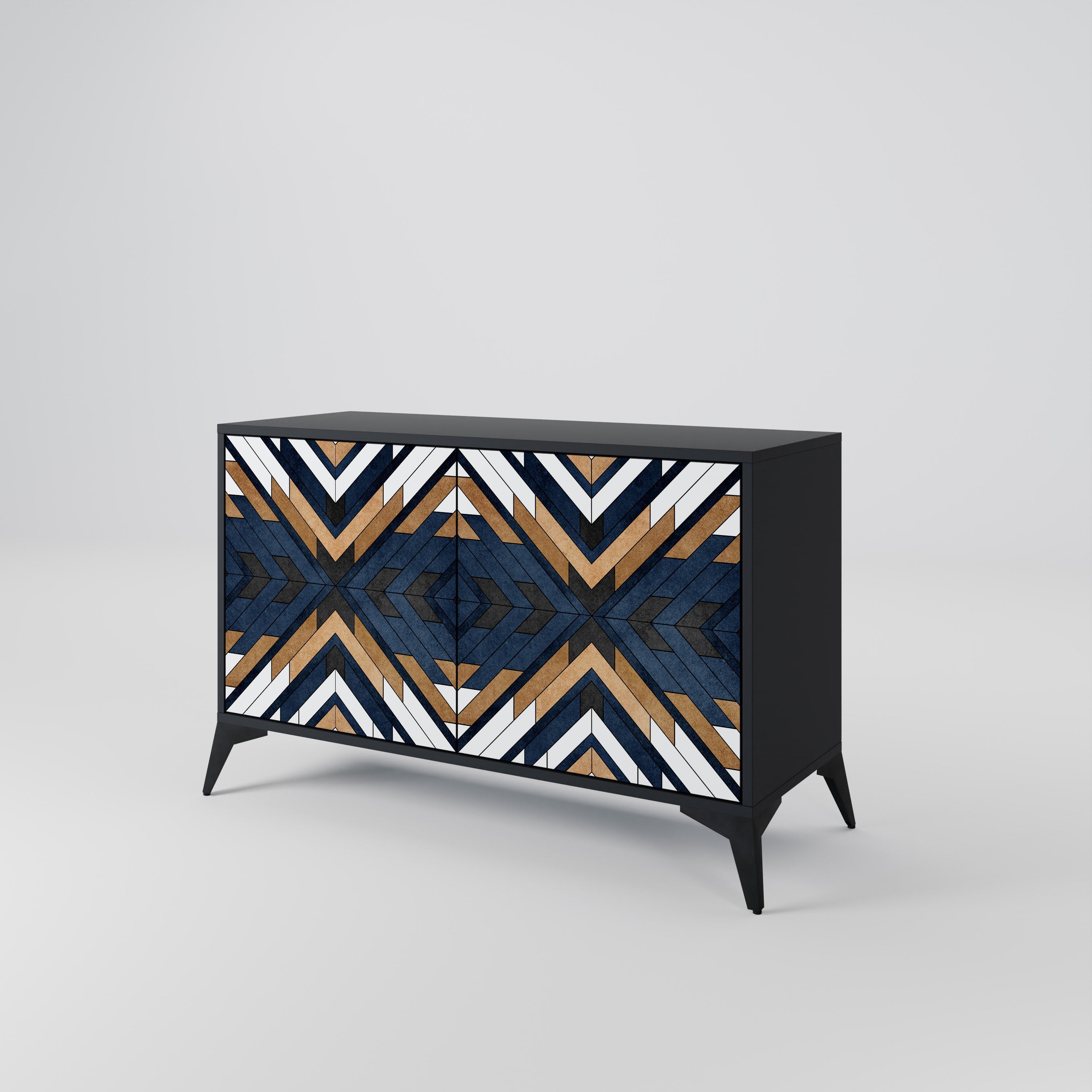 ARTFUL GEOMETRY Sideboard mit 2 Türen in Schwarz