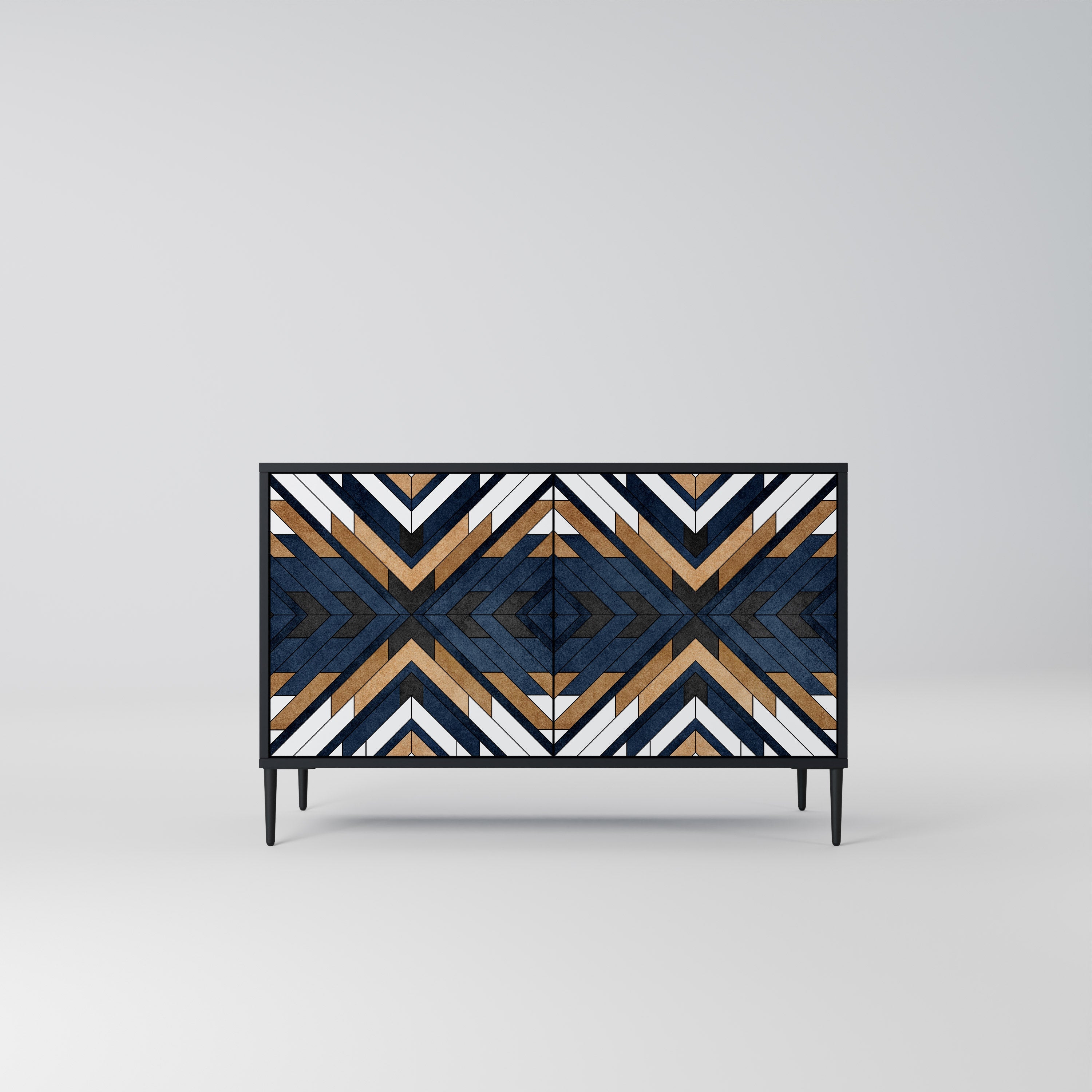 ARTFUL GEOMETRY Sideboard mit 2 Türen in Schwarz